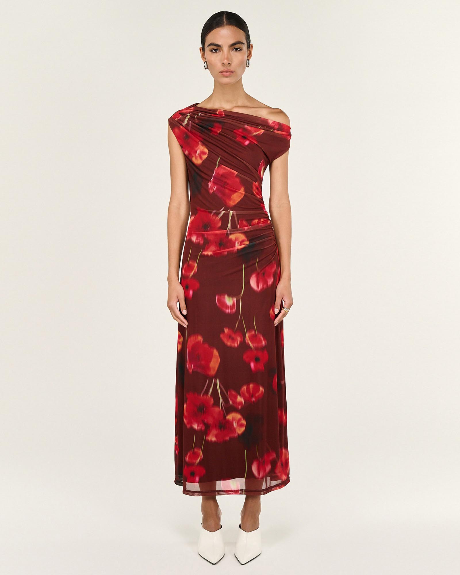 Vivi Mesh Asymmetrical Midi Dress