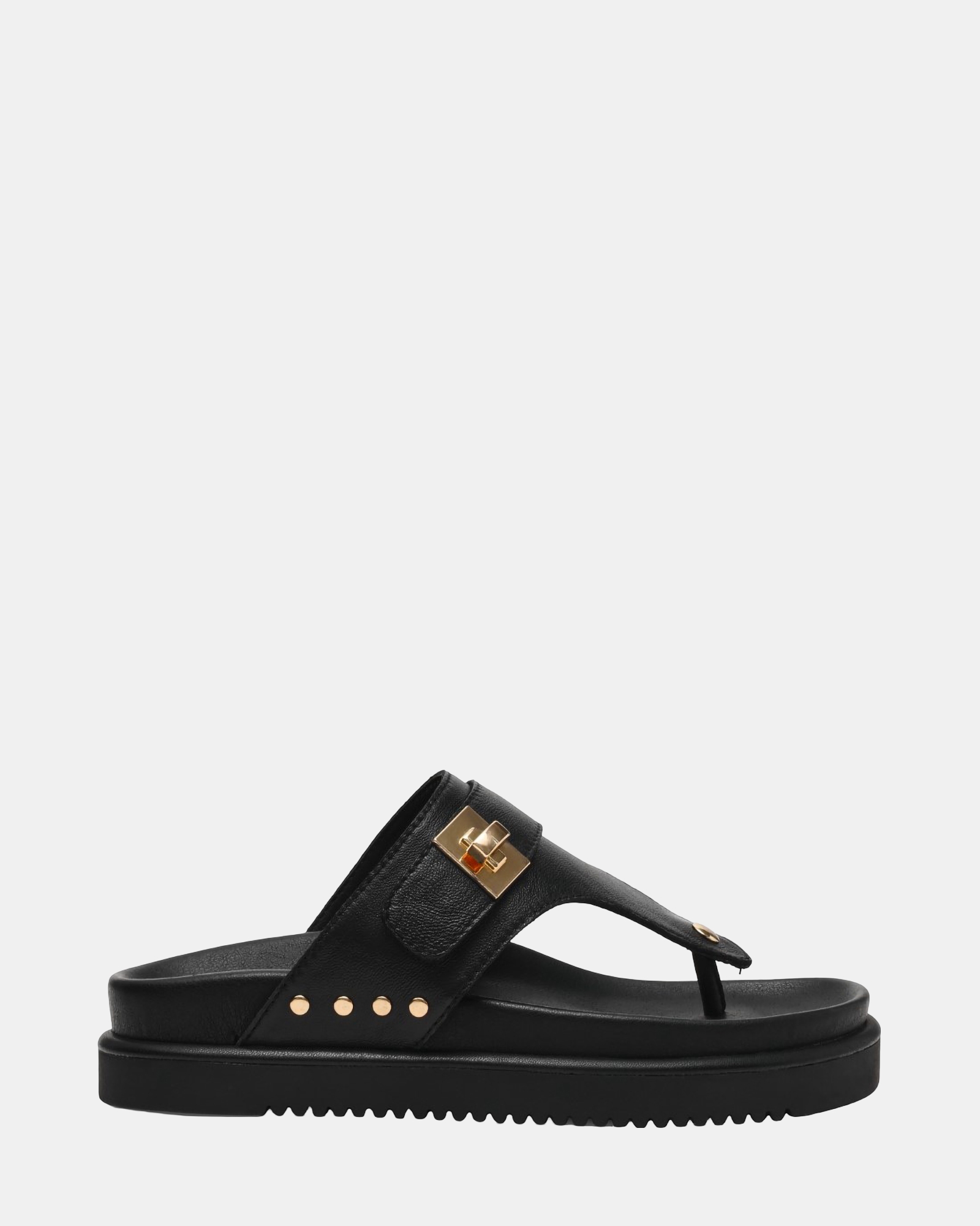 Thona Black Leather Sandals