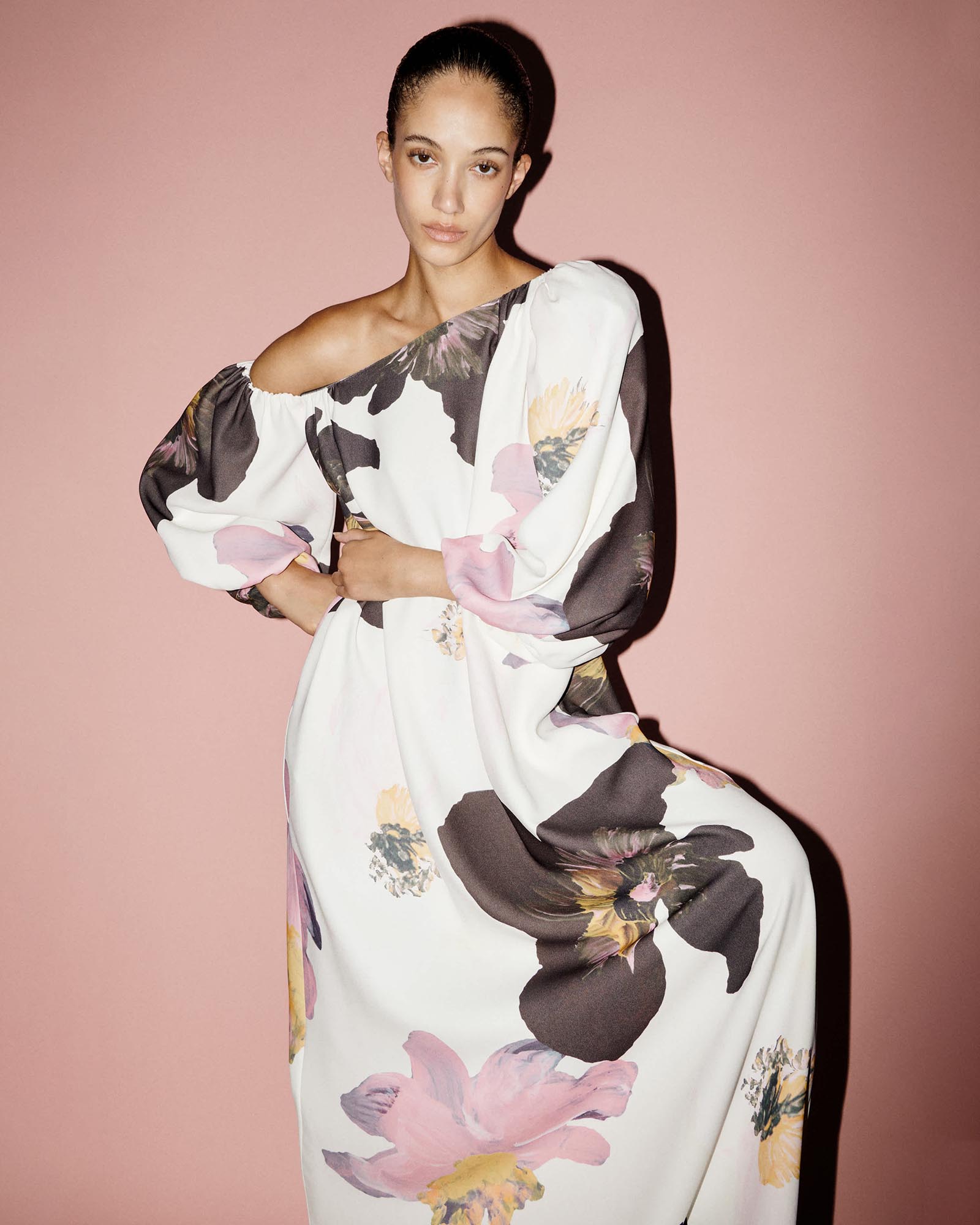 Heavy Crepe, Structured Off-Shoulder Dress
