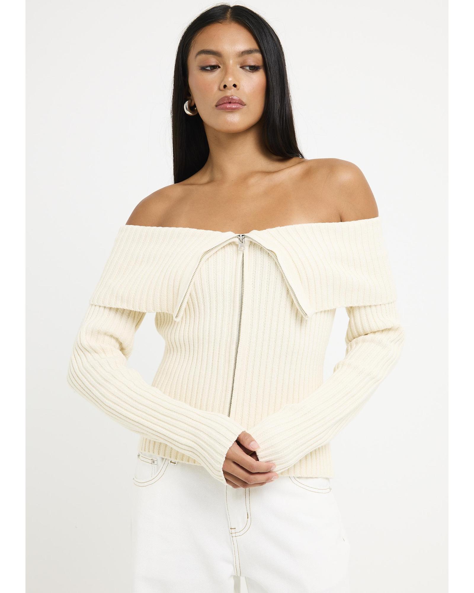 Paloma Zip Off Shoulder Top