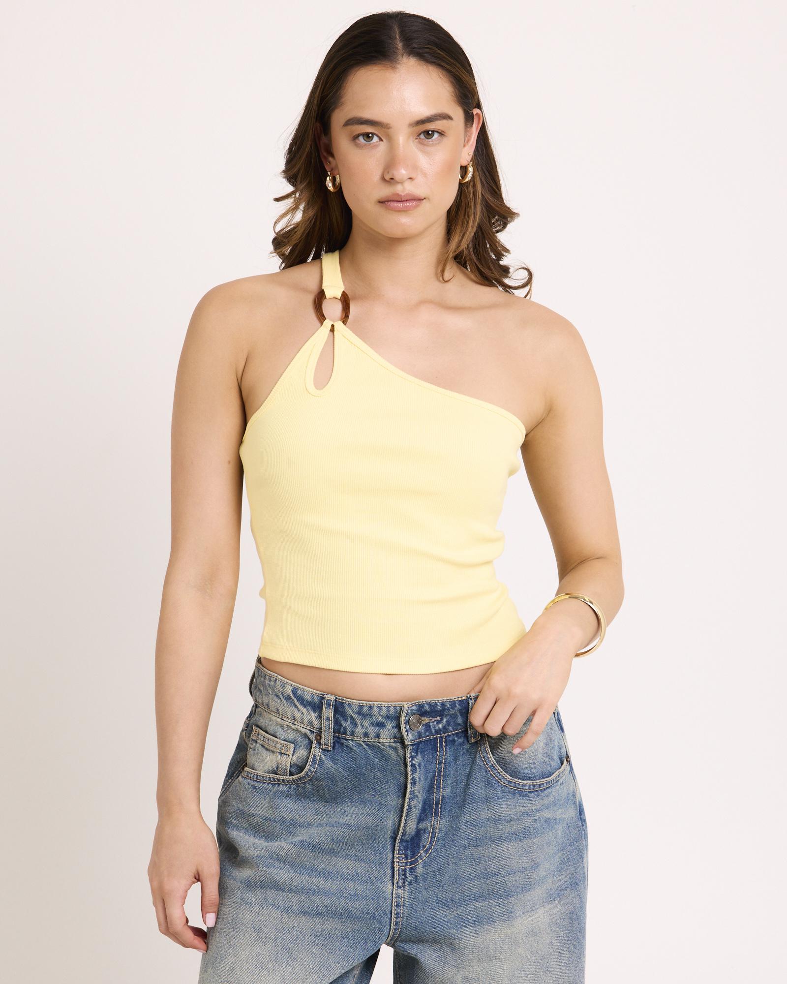 Kenzie One Shoulder Rib Tank
