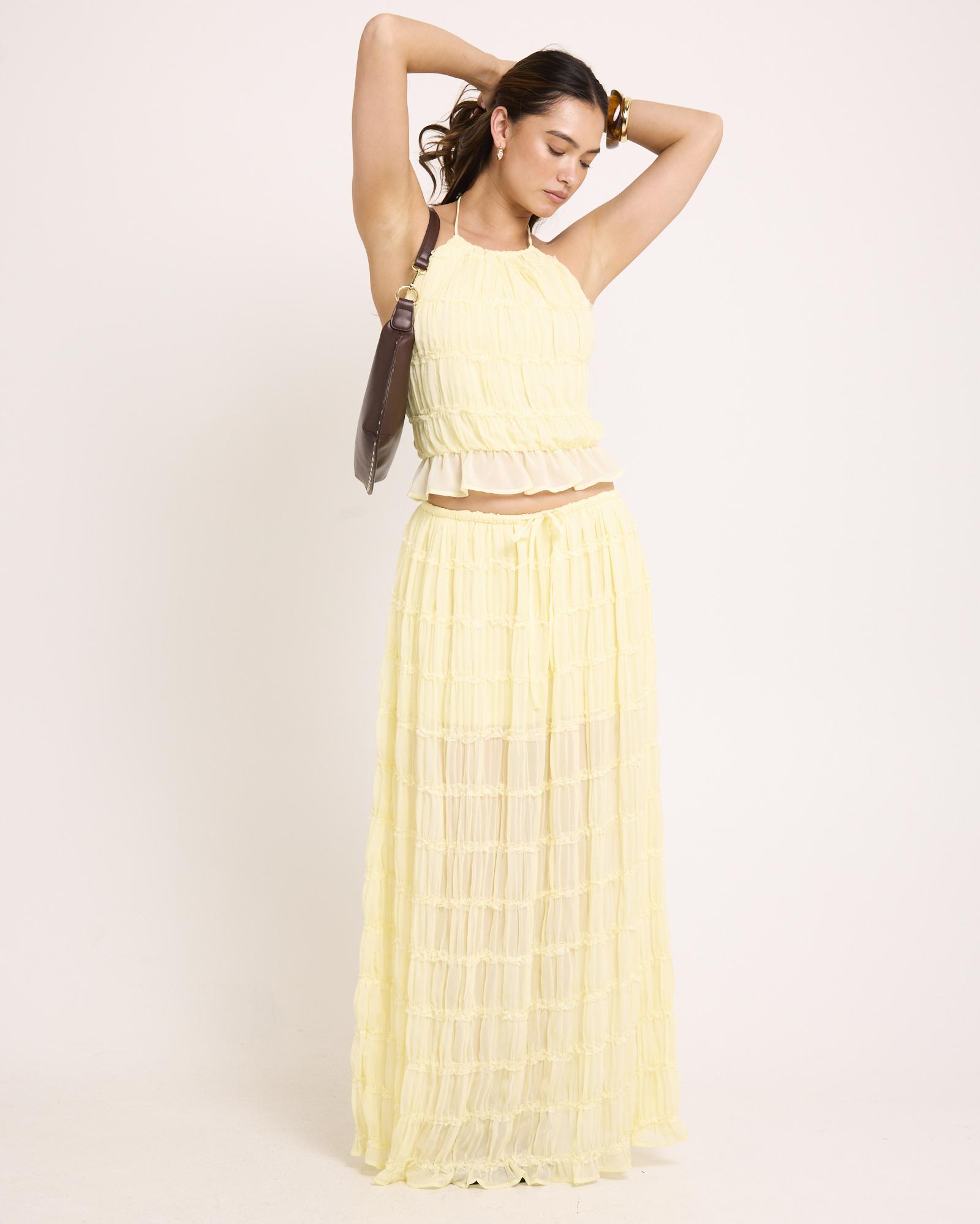 Alda Shirred Maxi Skirt