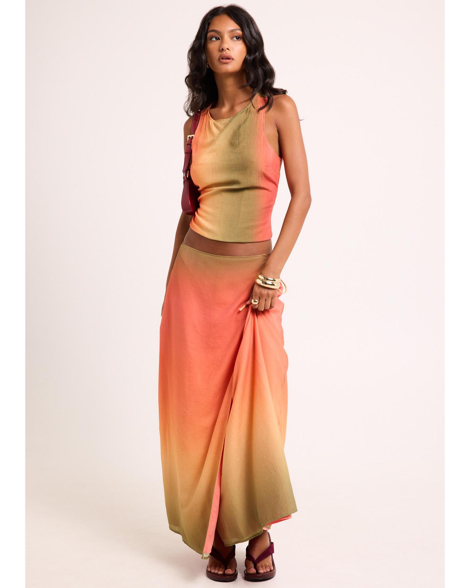 Earth Ombre Wrap Midi Skirt
