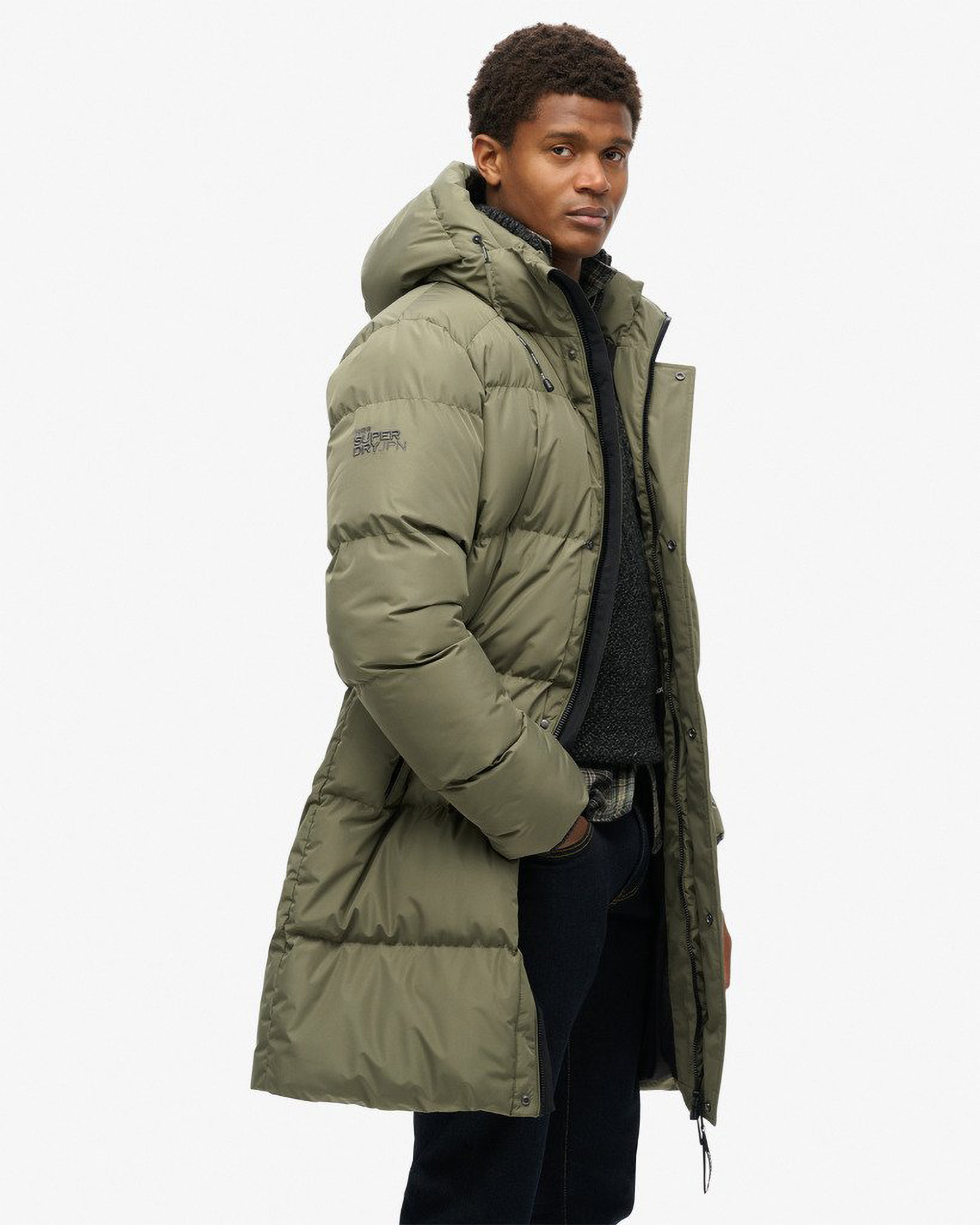 Hooded Sports Puffer Mid Jacket
