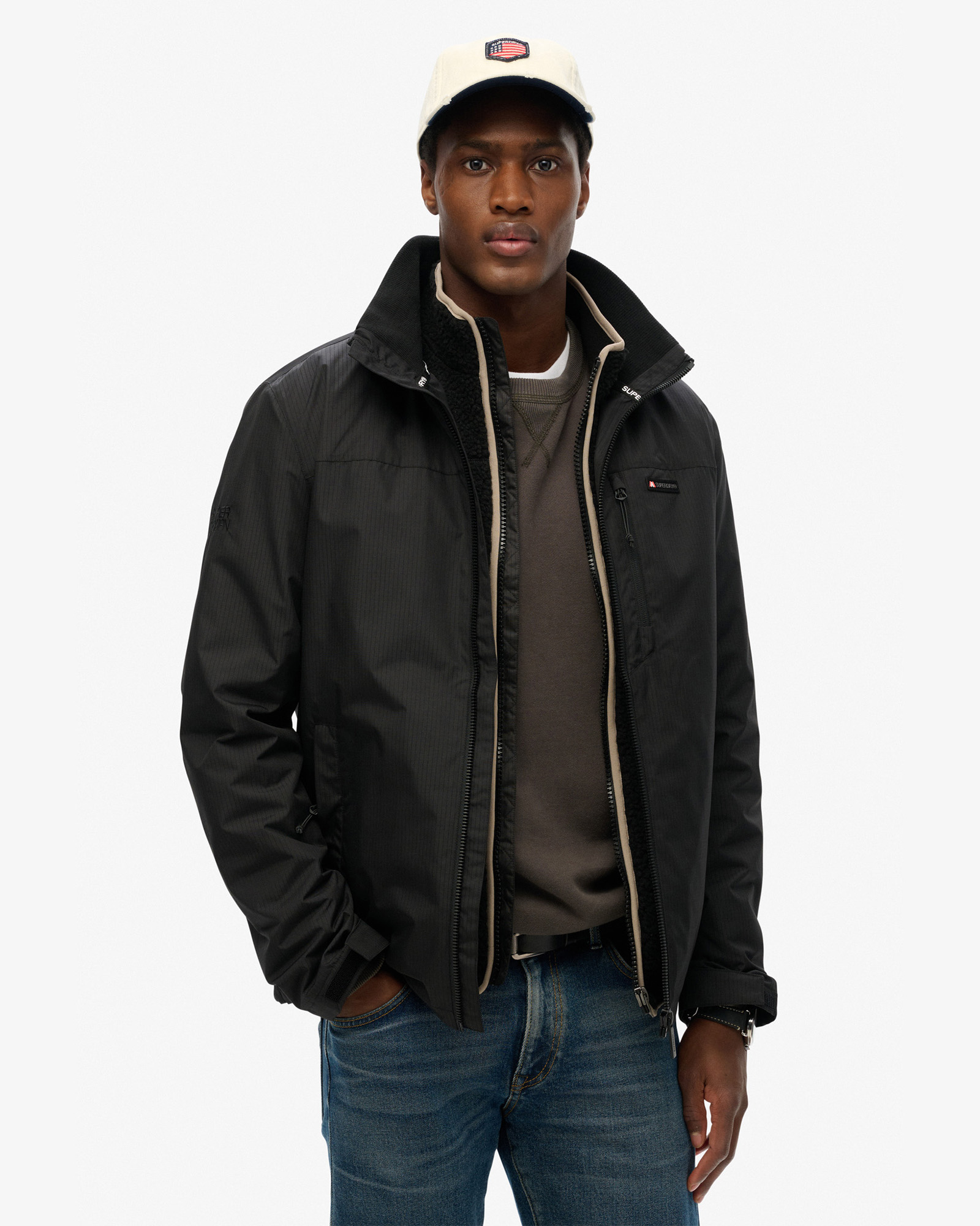 Non Hooded Logo Windbreaker