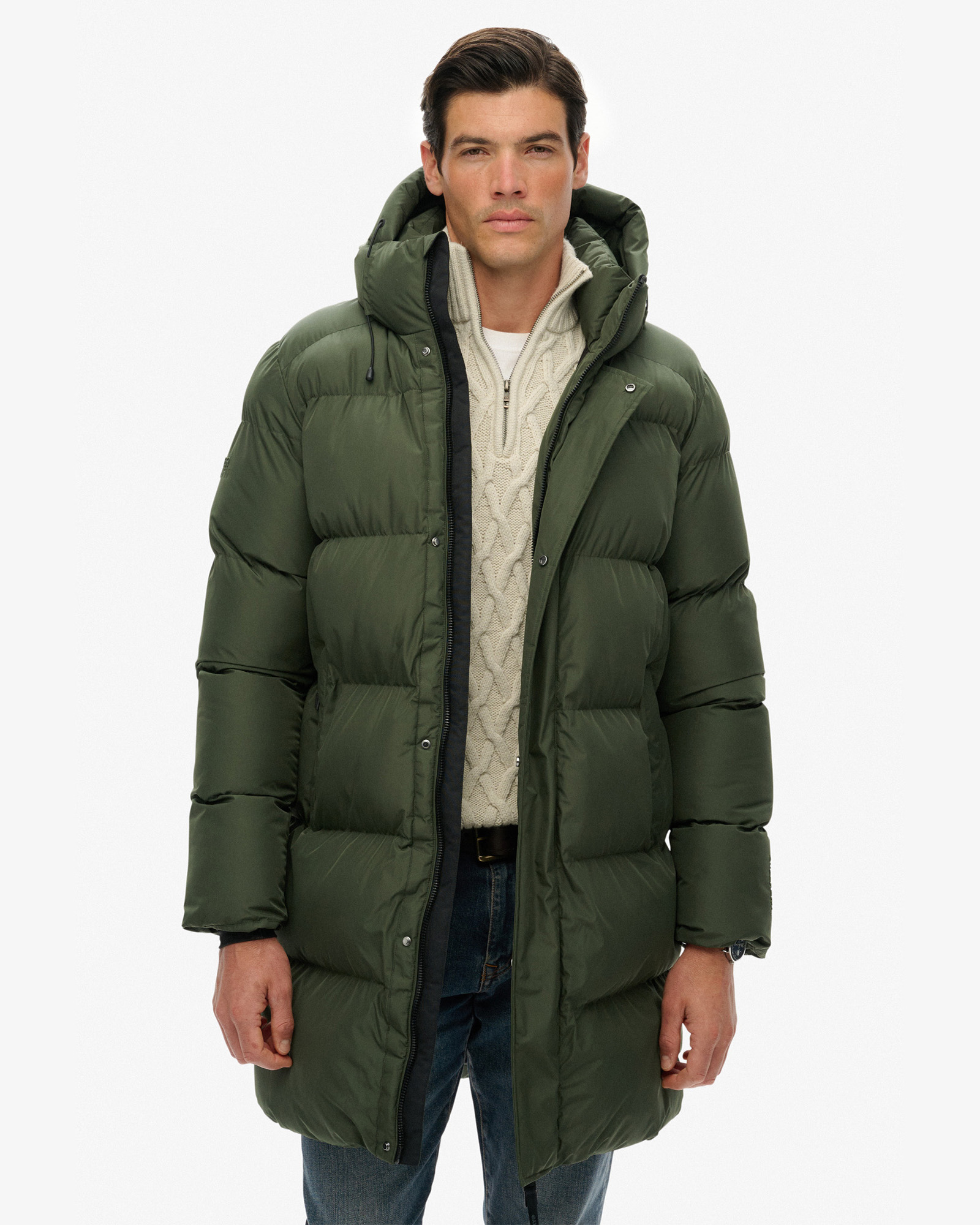 Hooded Sports Puffer Mid Jacket