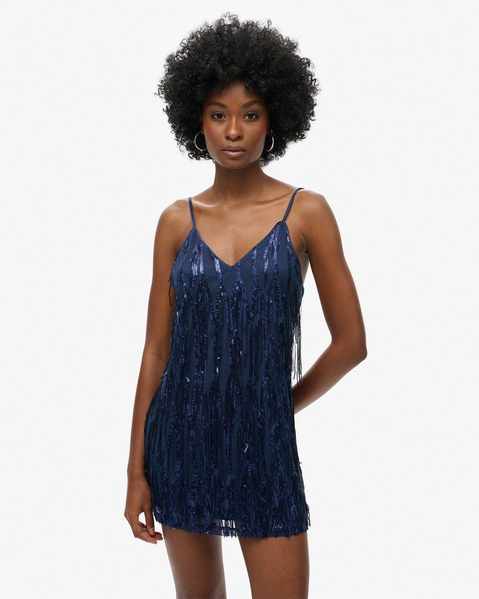 Fringe V Neck Cami Mini Slim Fit Dress