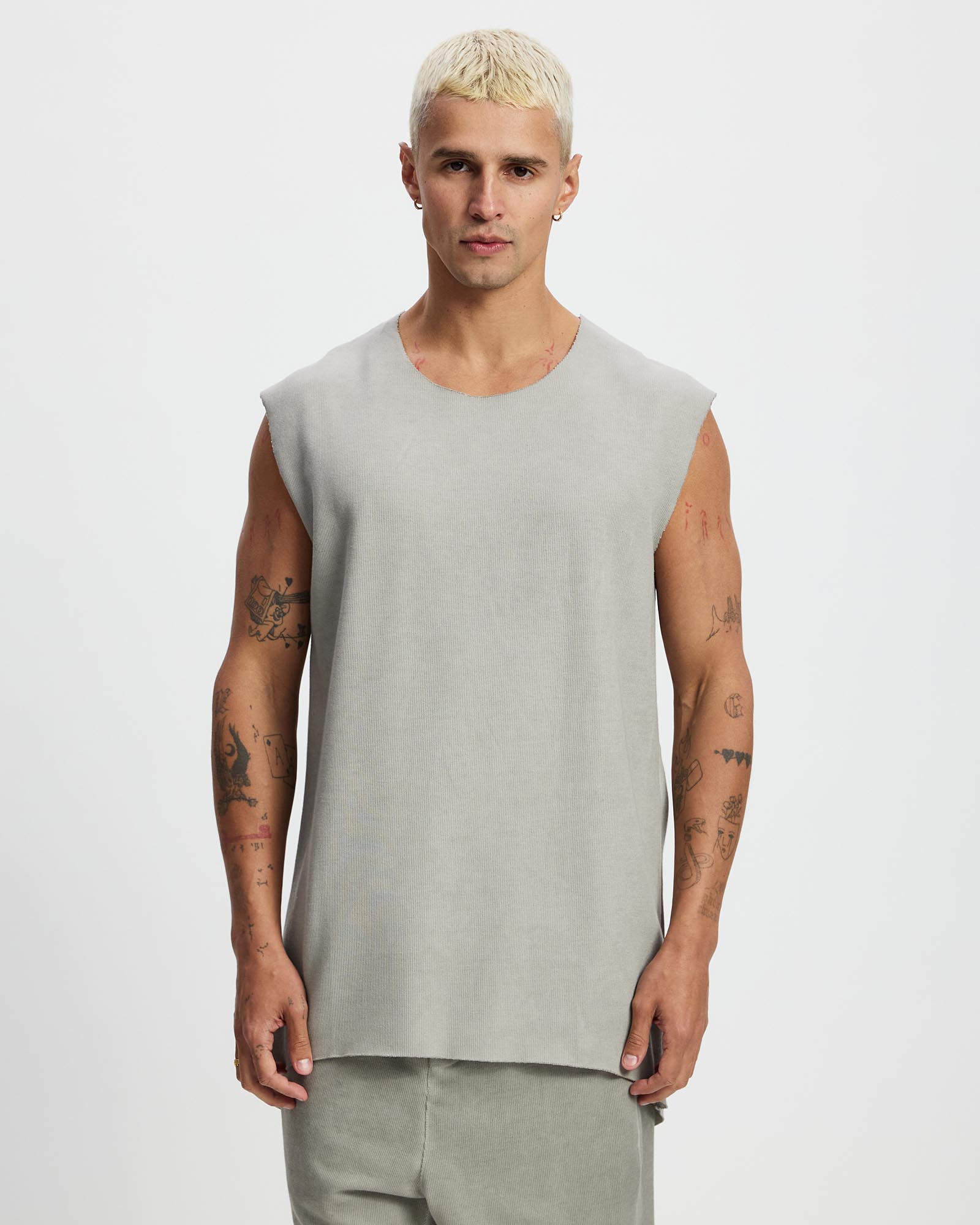 The Santite Crew Knit Raw Neck Vest