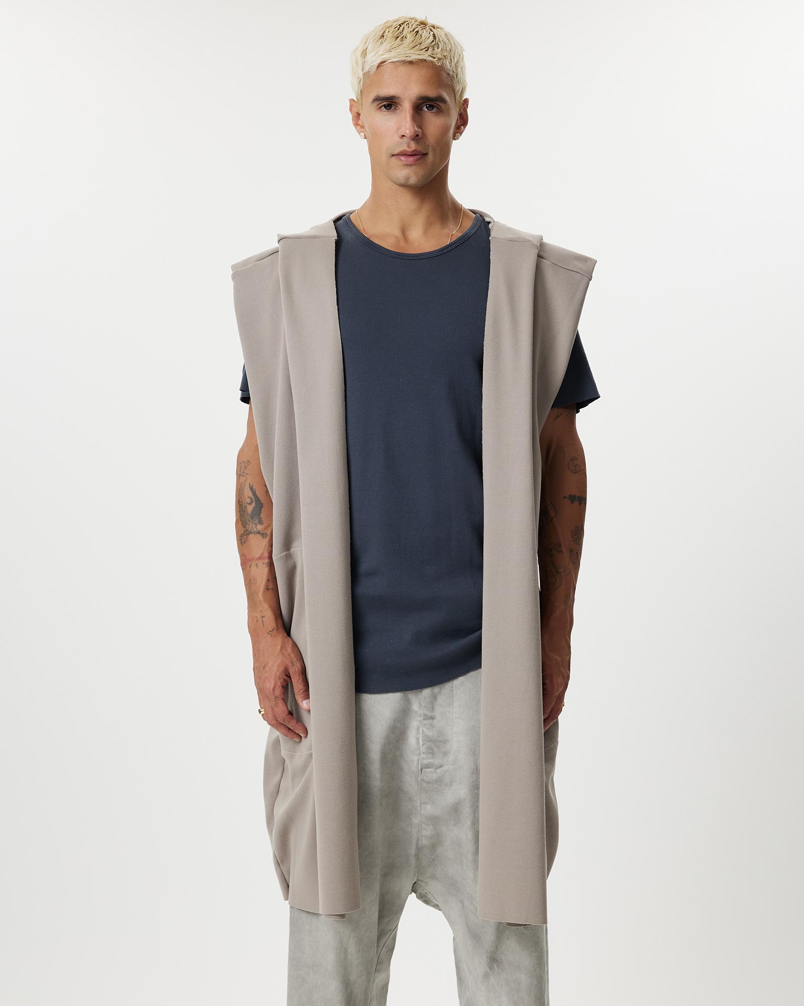 The Natrolite Hooded Rib Knit Sleeveless Cardigan