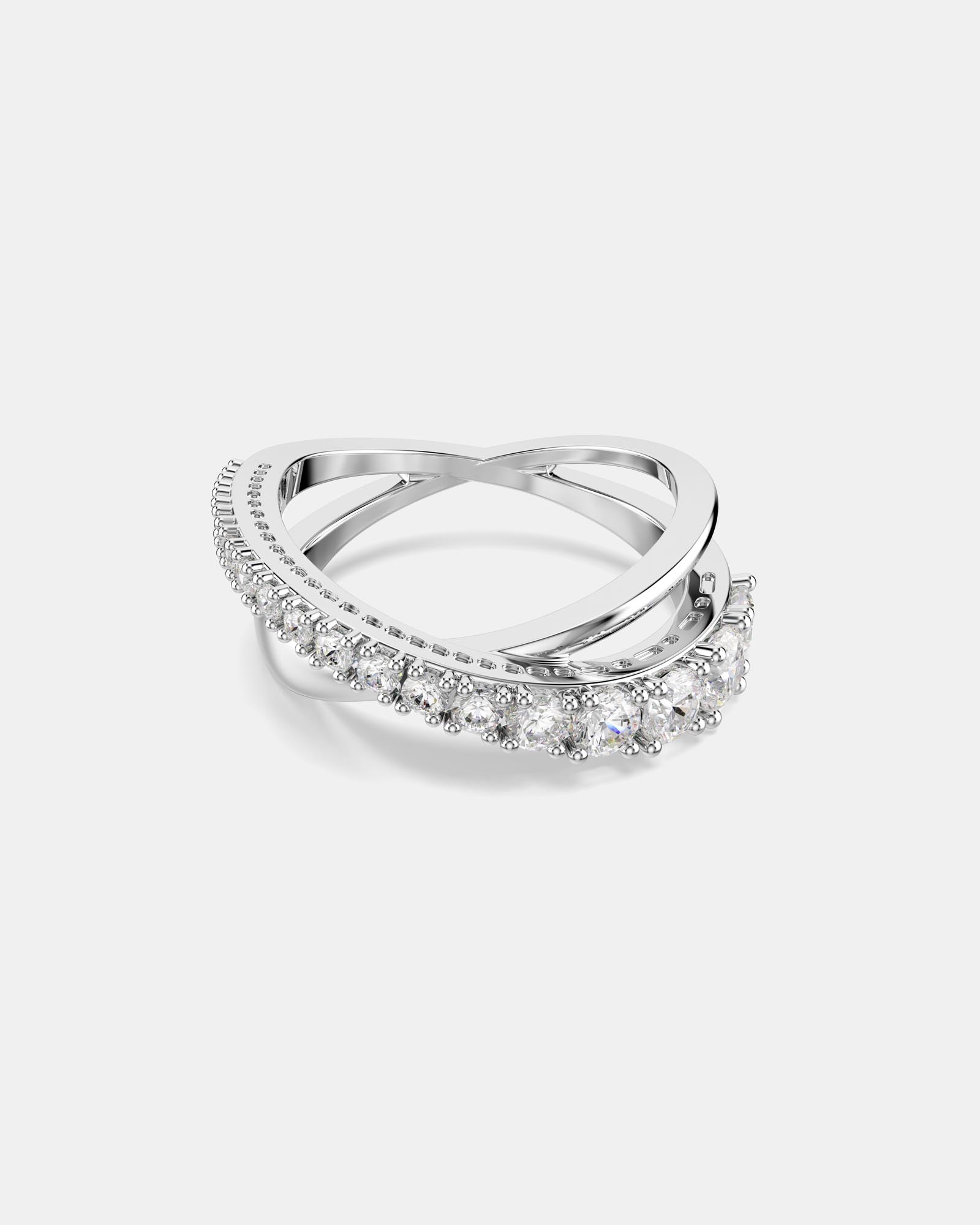 Hyperbola Ring, Mixed Cuts, White, Silver-Tone Finish