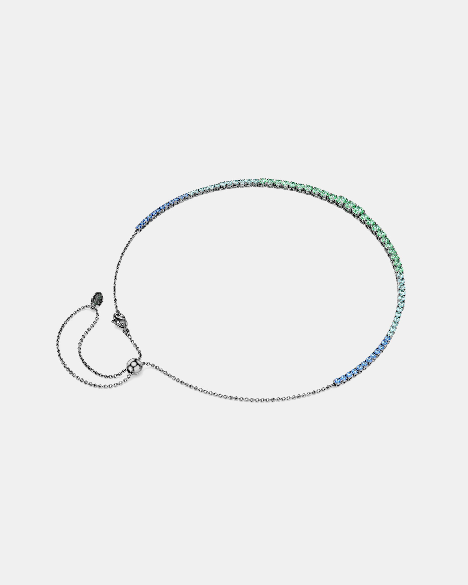 Matrix Necklace, Gradient Of Round Cuts, Multicolored, Ruthenium Plated