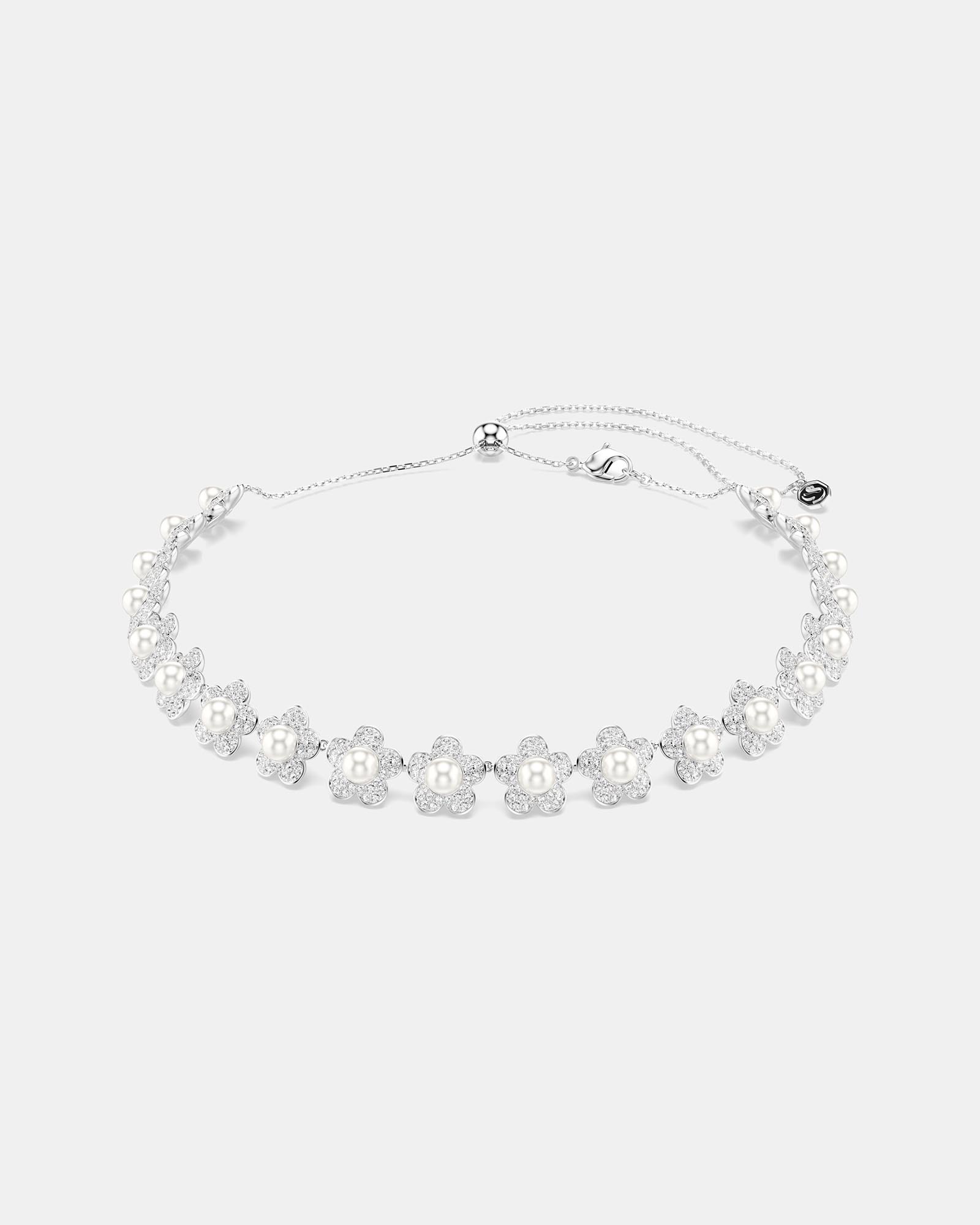 Ariana Grande X Swarovski Choker, Crystal Pearl, Round Cut, White, Rhodium Plated