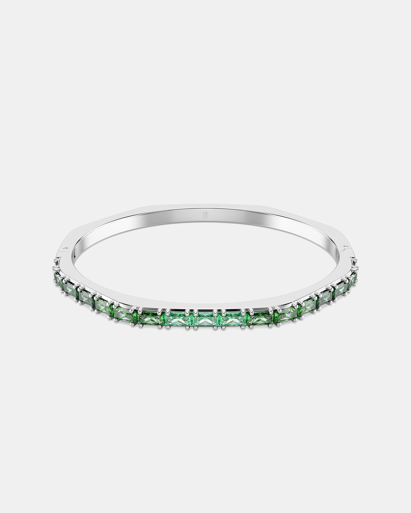 Matrix Bangle, Baguette Cut, Octagon Shape, Green, Rhodium-Plated