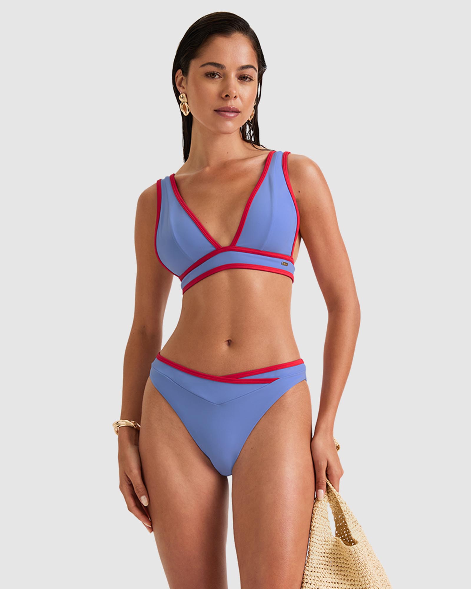 Contrast Wrap Waist Bikini Briefs