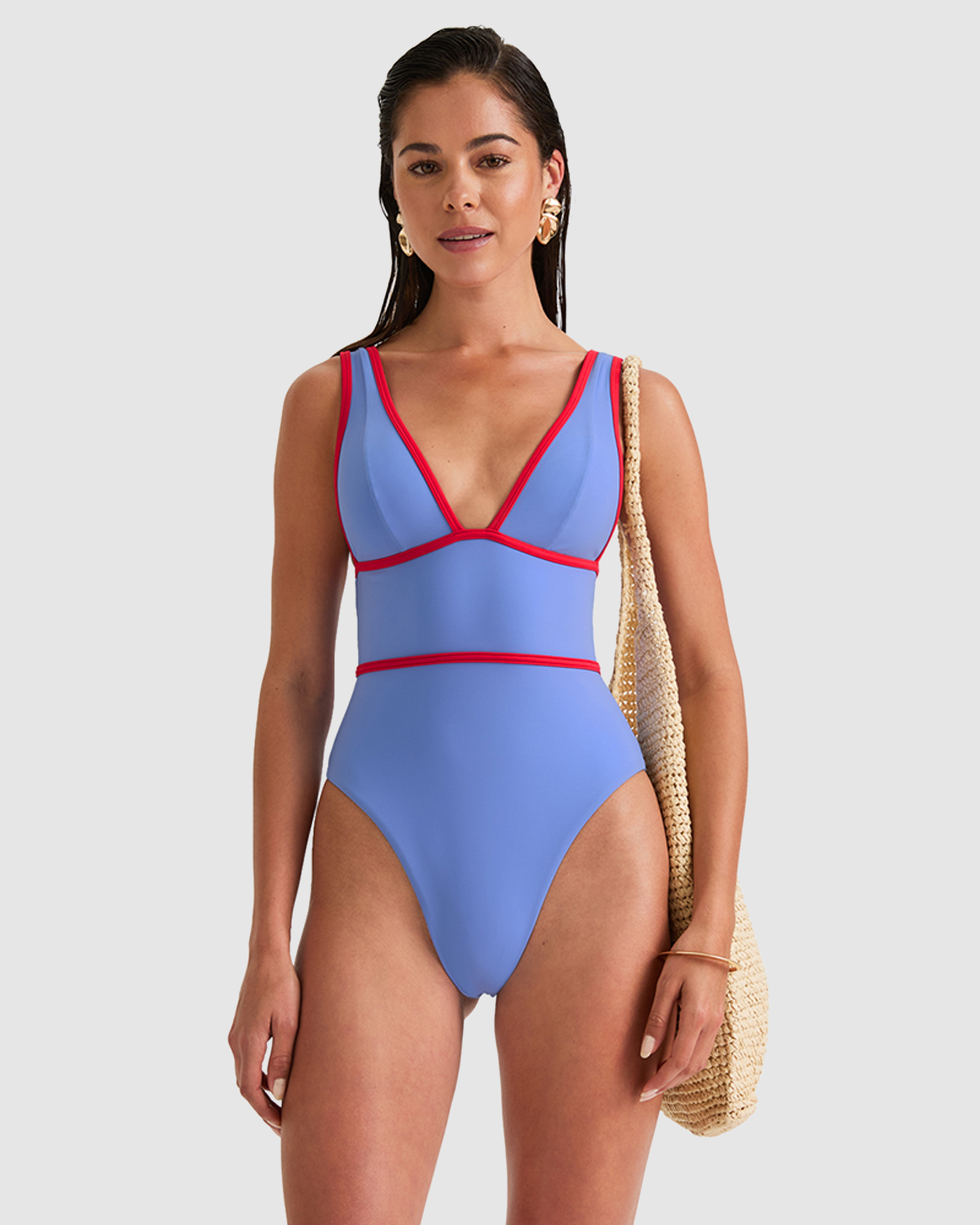 Contrast Plunge Swimsuit