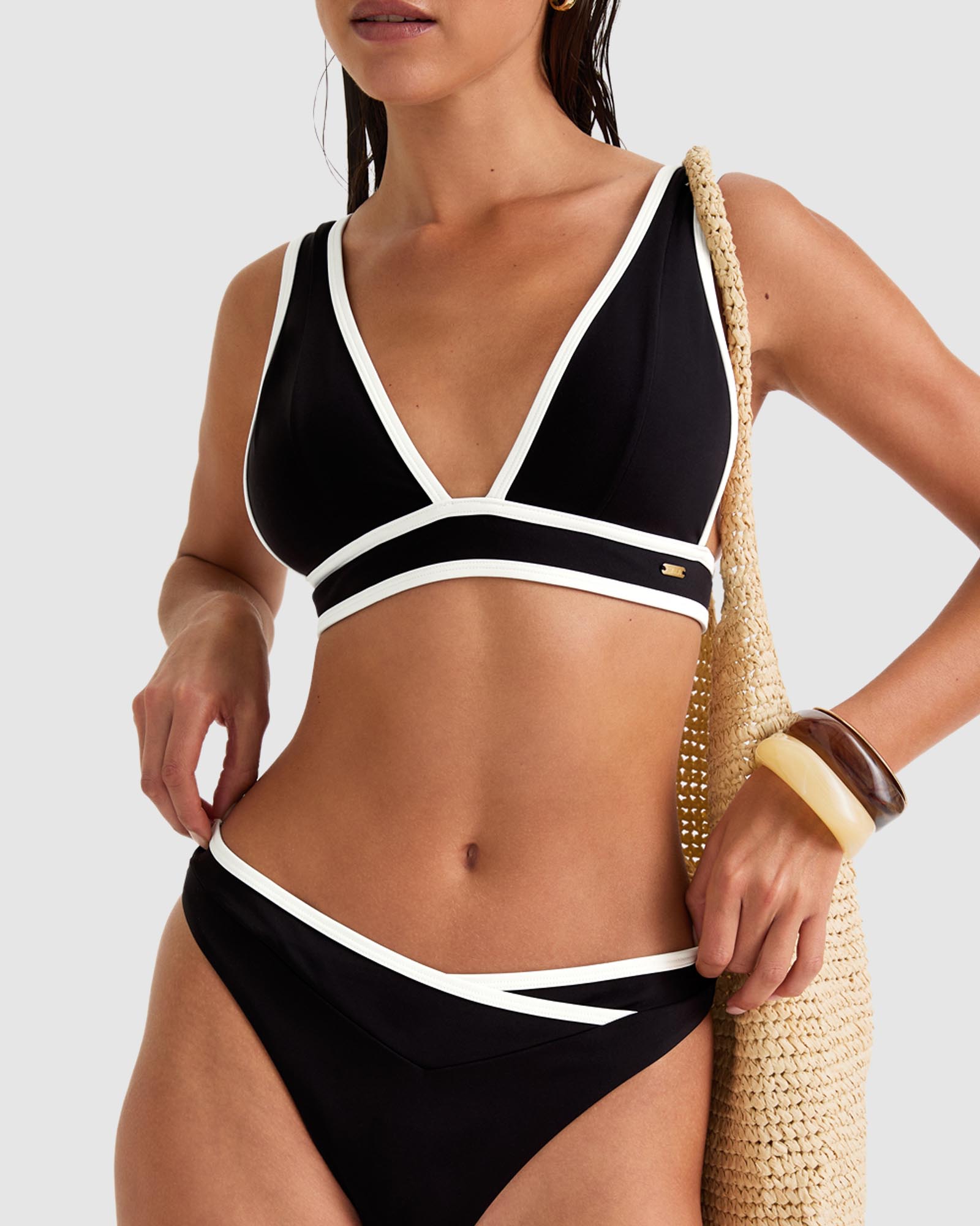Contrast Plunge Bikini Top