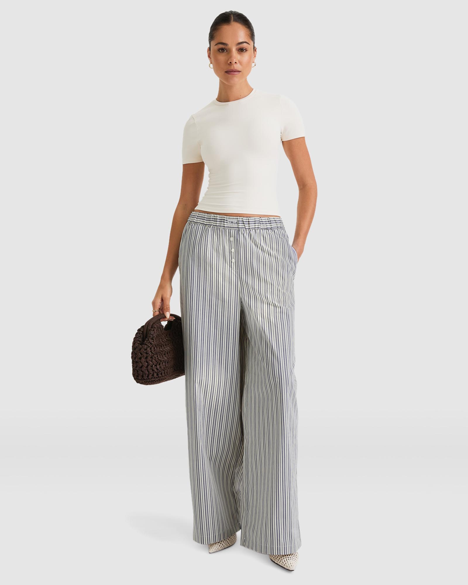 Poplin Wide Leg Trousers