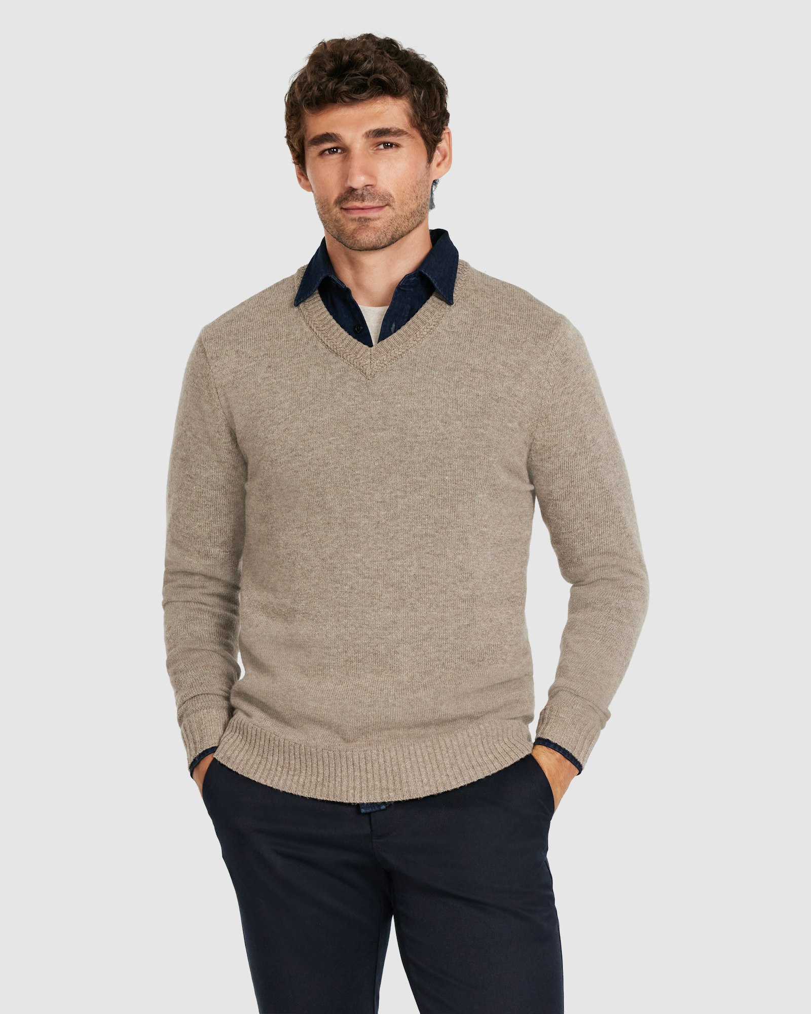 Orion Textured V Neck Knit