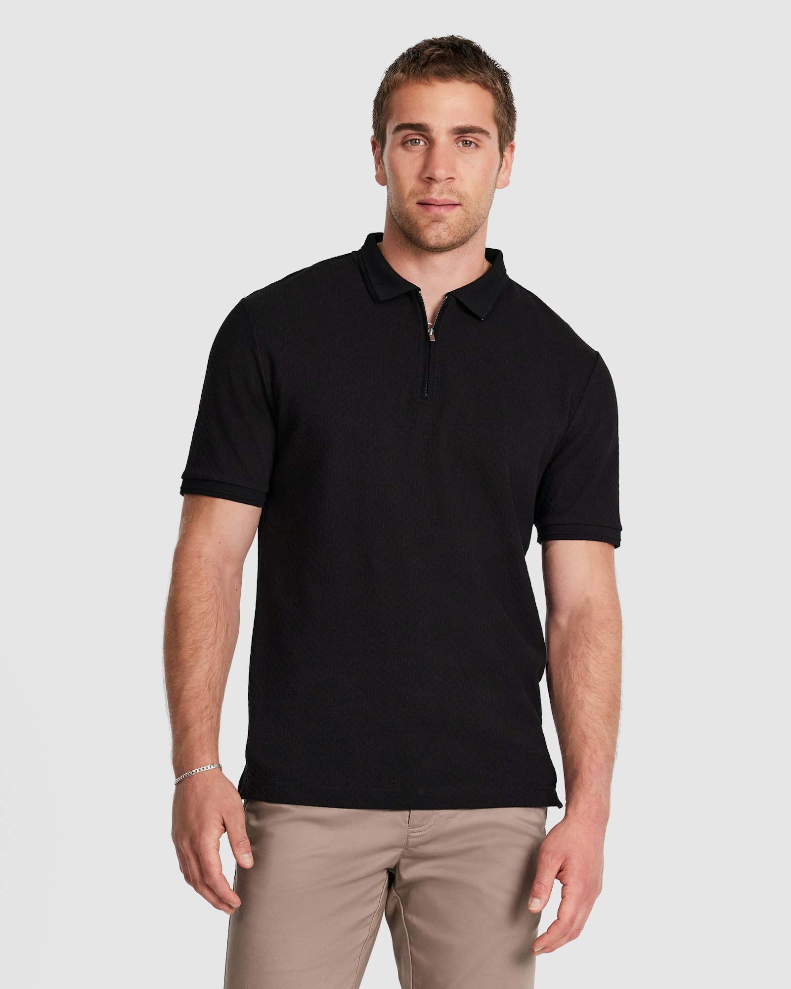 Leni Textured Zip Polo