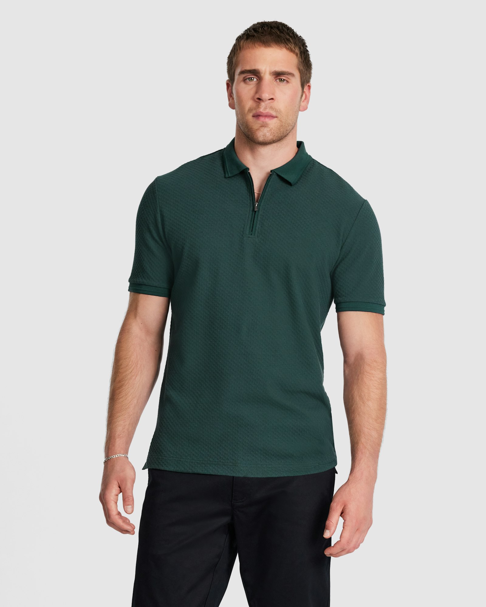 Leni Textured Zip Polo