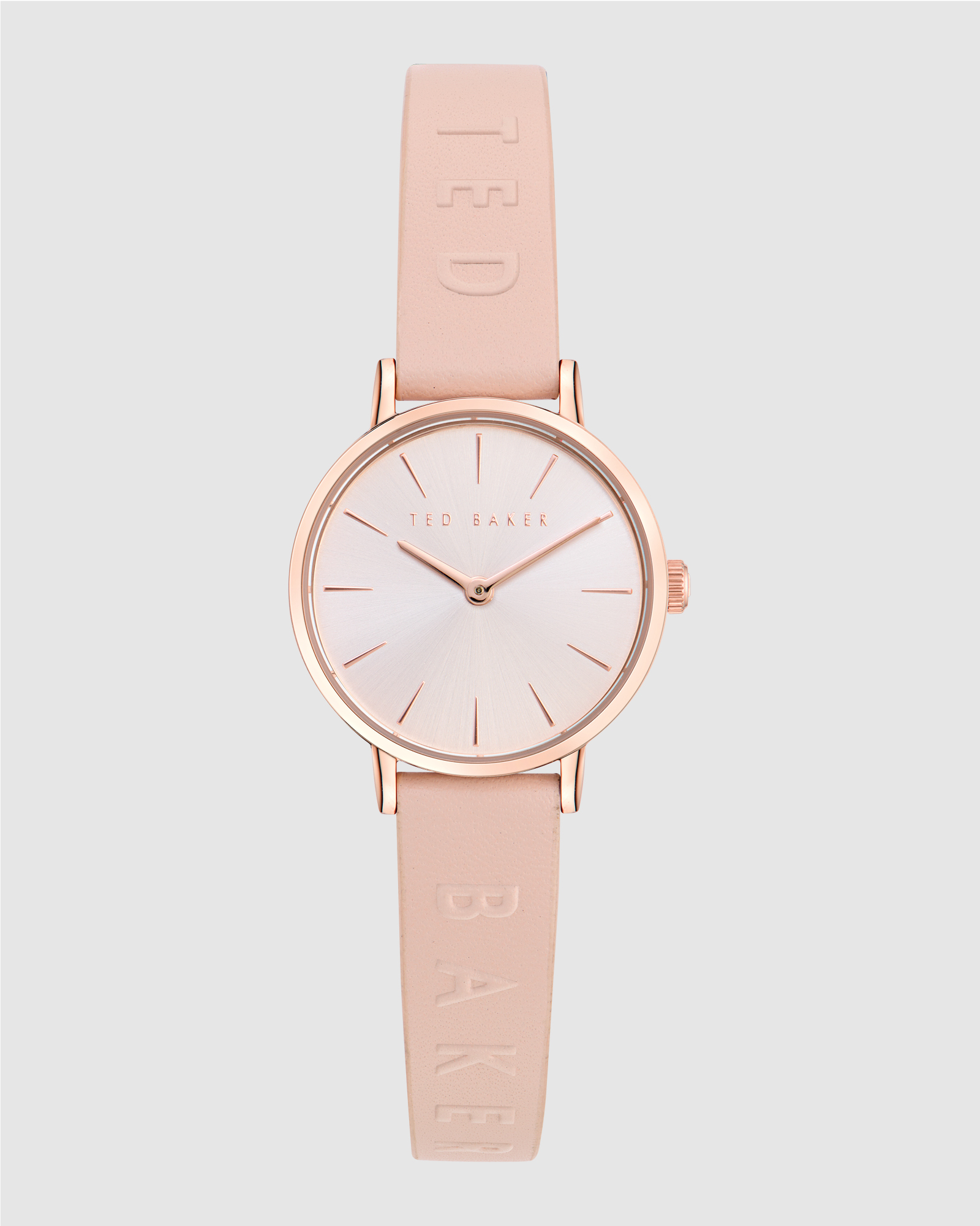 Staciie 28mm Pink Dial and Embossed Leather Strap
