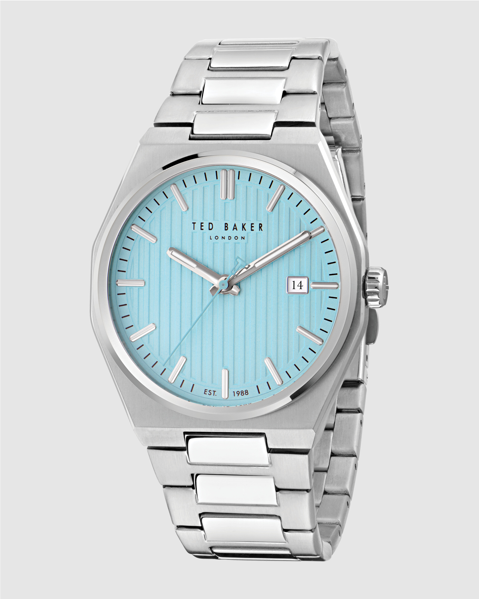 Barteen Light Blue 40mm Silver-Tone Bracelet Watch