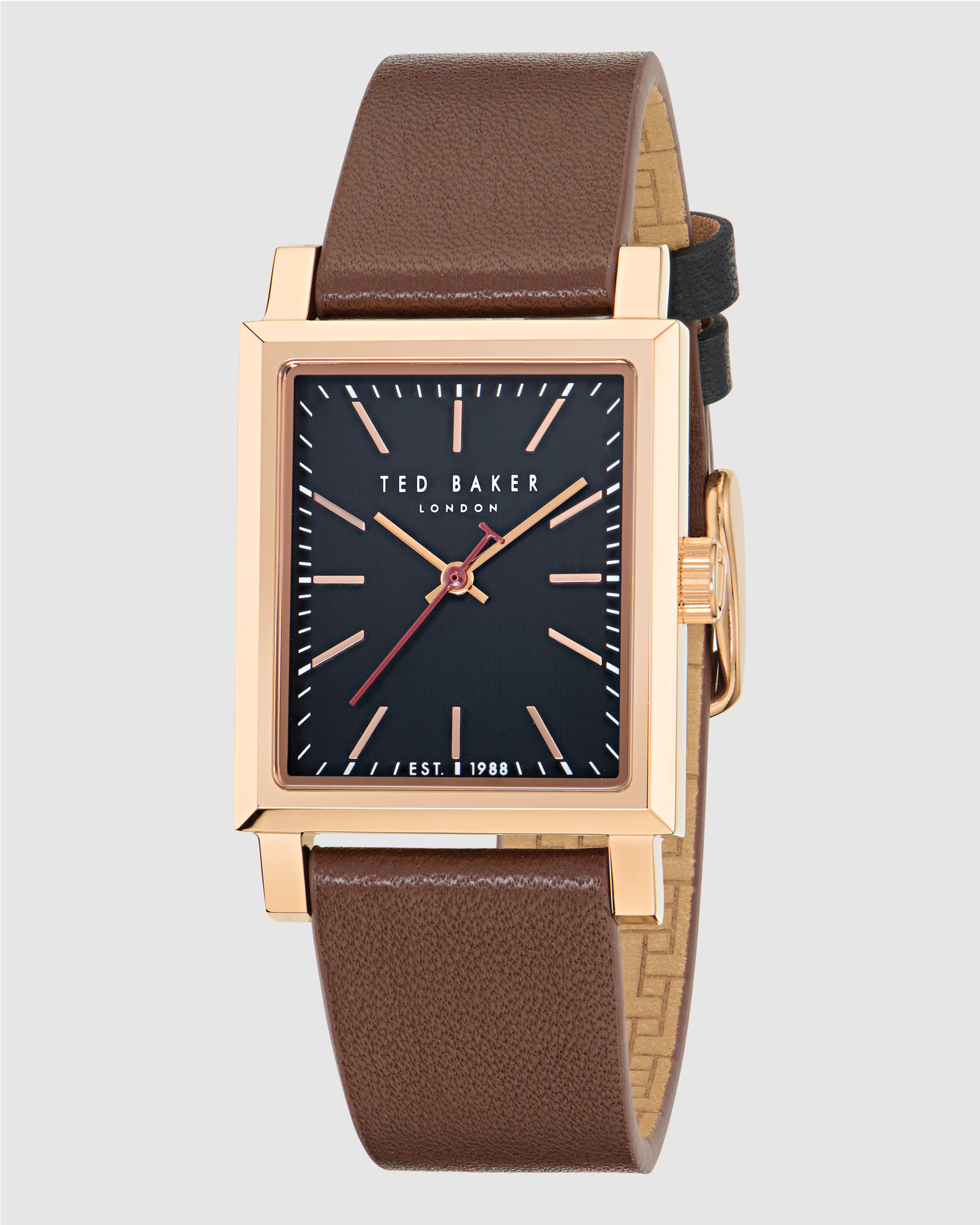 Jaareth Rose Gold-Tone Black Brown Leather Watch