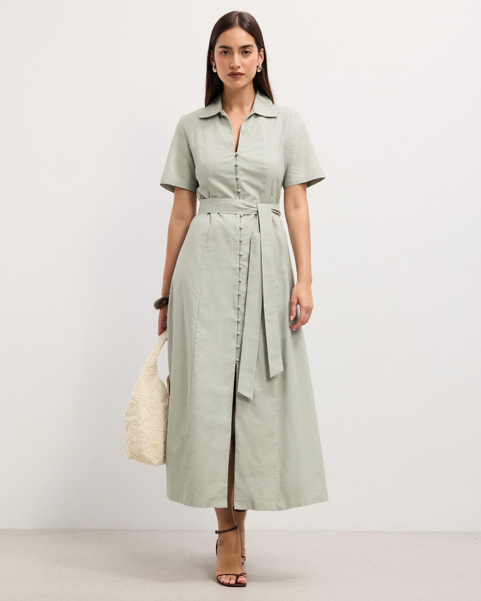Claudia Linen Blend Midi Dress
