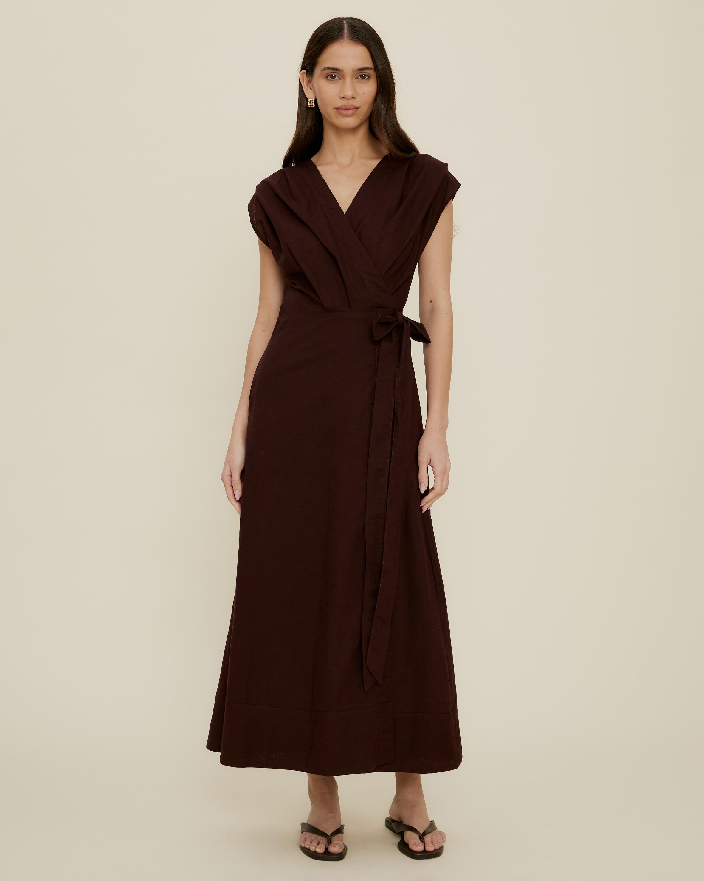 Tuck Bodice Sleeveless Midi Dress