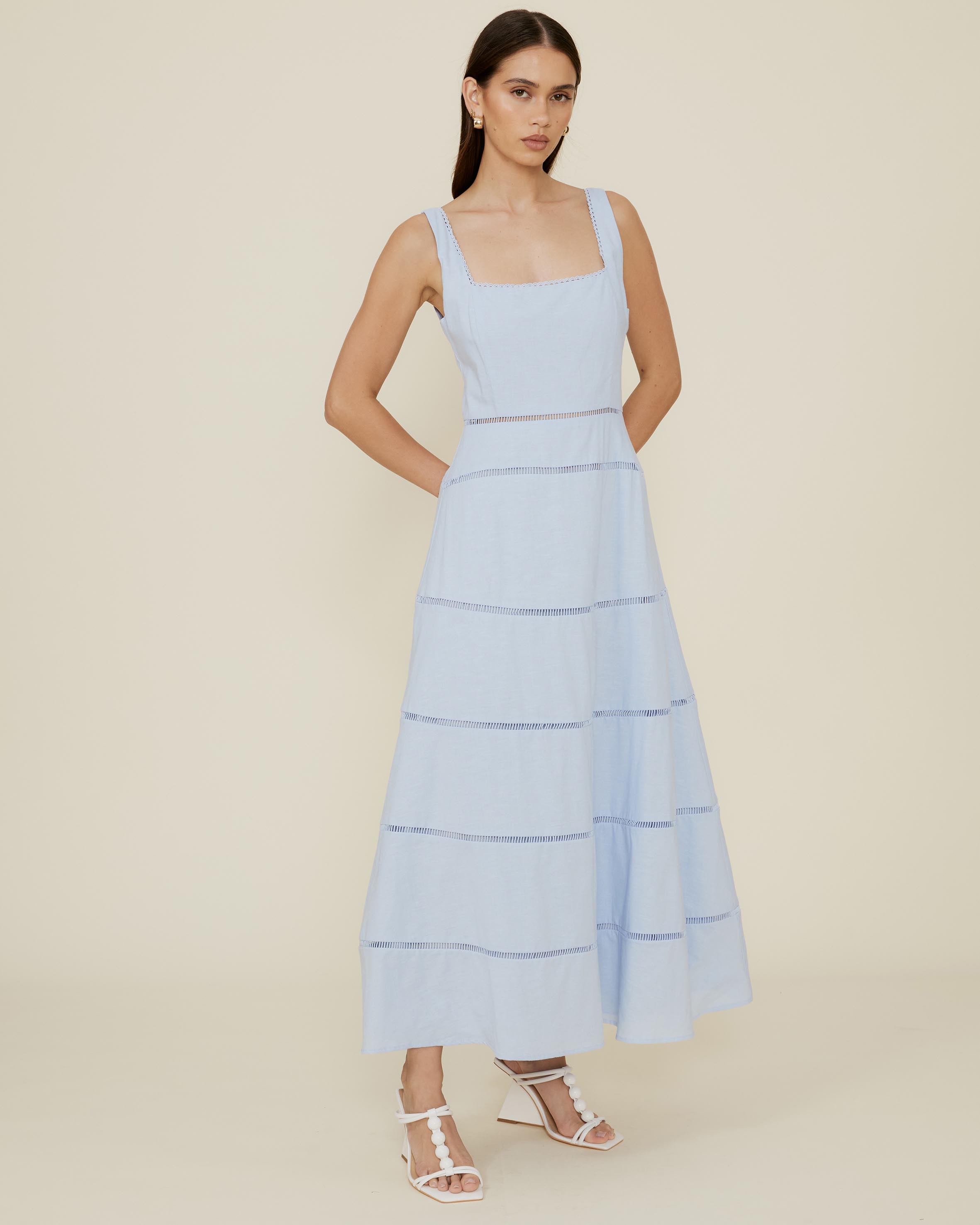 Ruffle Pinafore Maxi Tiered Dress