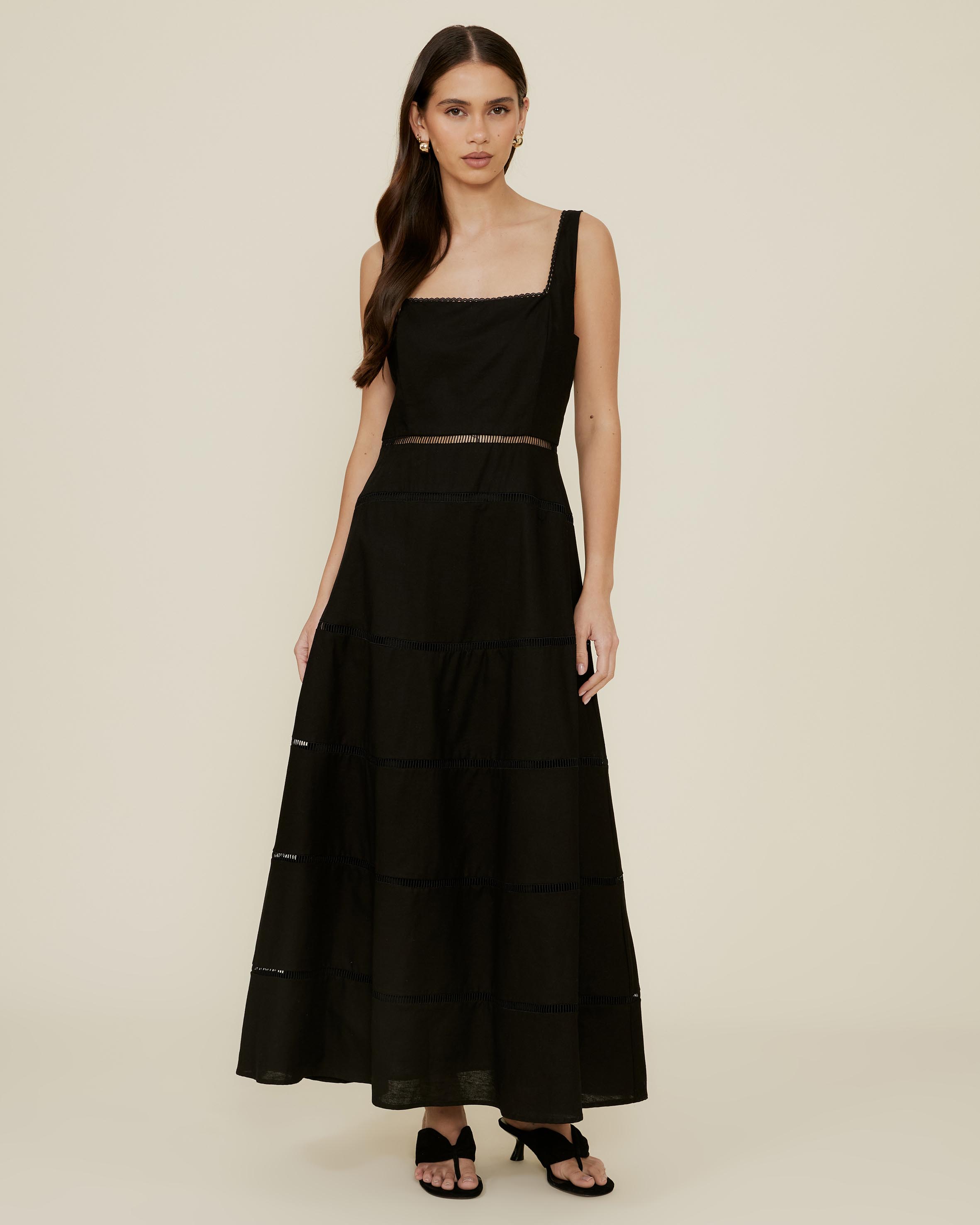 Ruffle Pinafore Maxi Tiered Dress