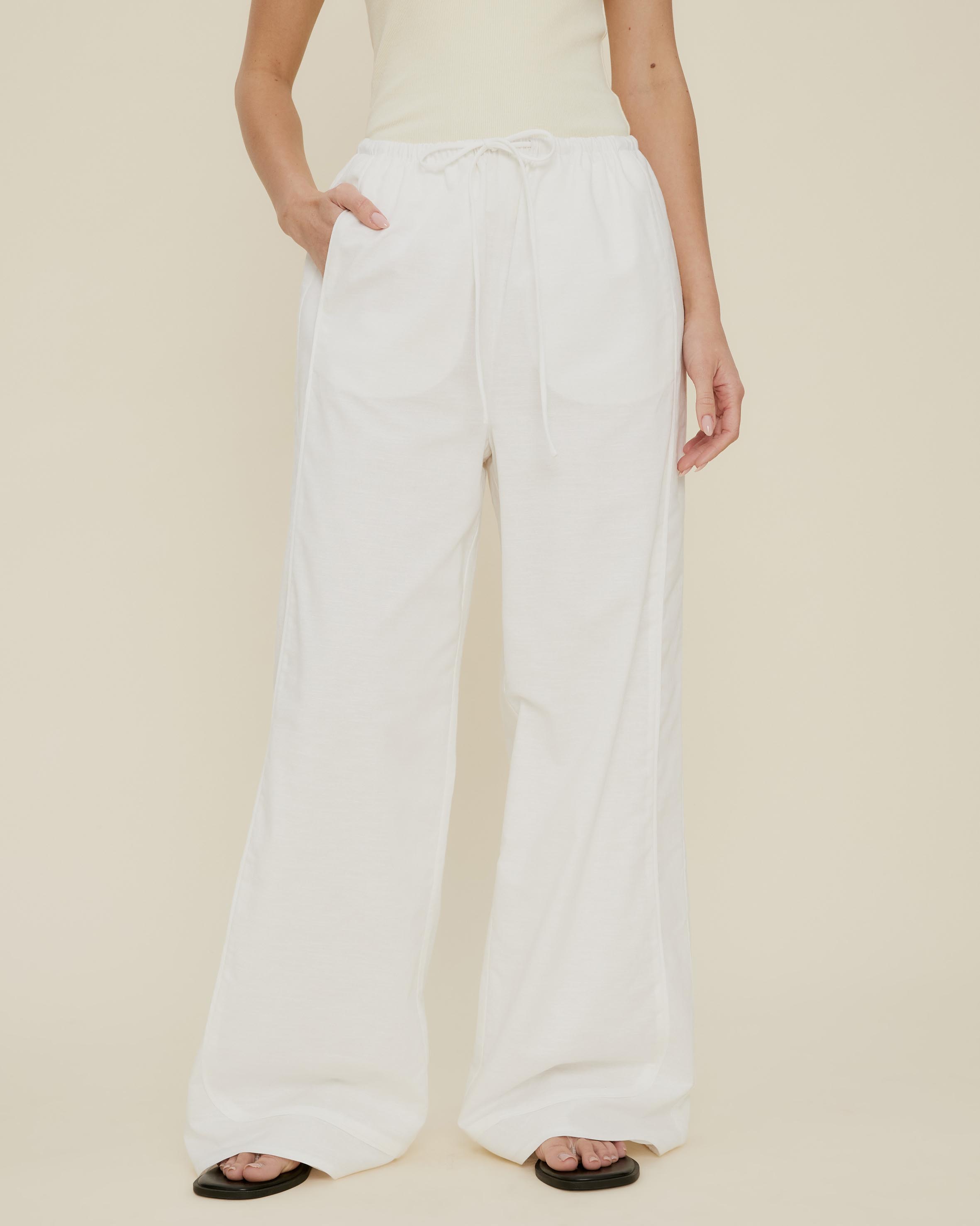 Lucie Drawstring Linen Blend Pants
