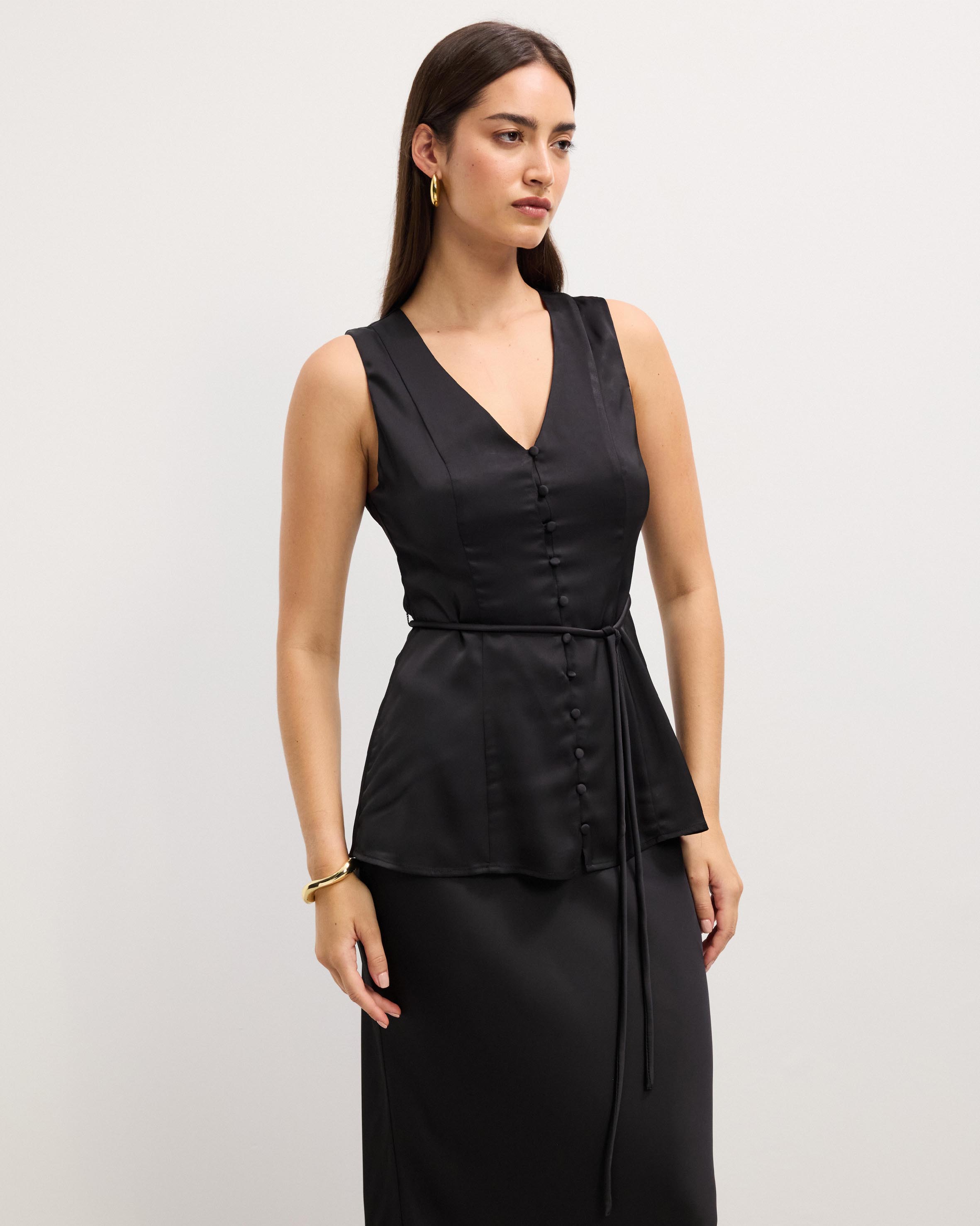 Delaney Panelled Satin Top