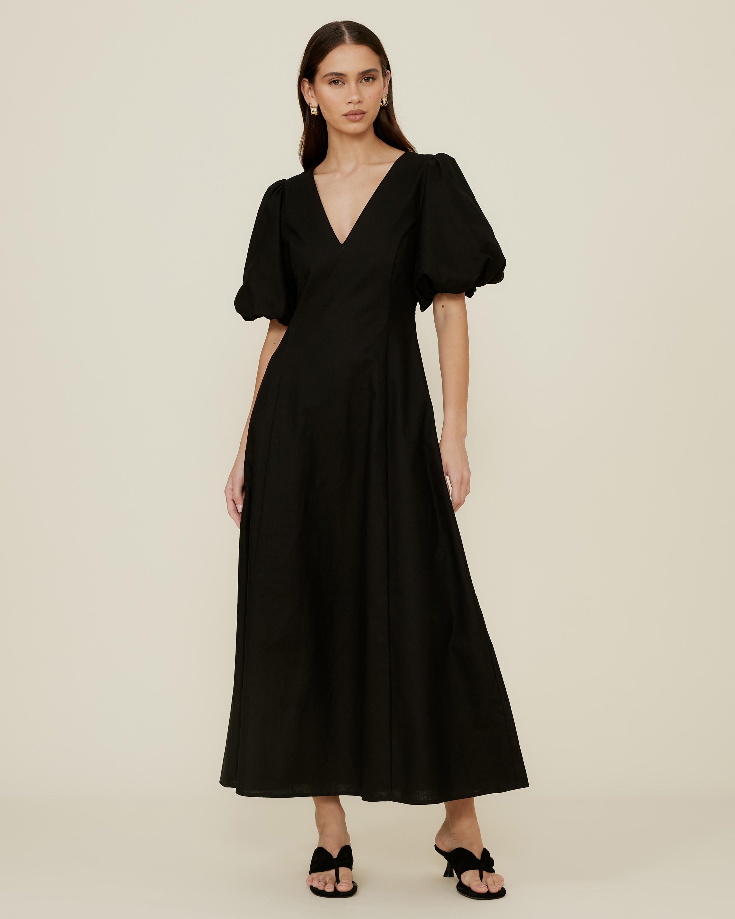 Puff Sleeve Midi Dress