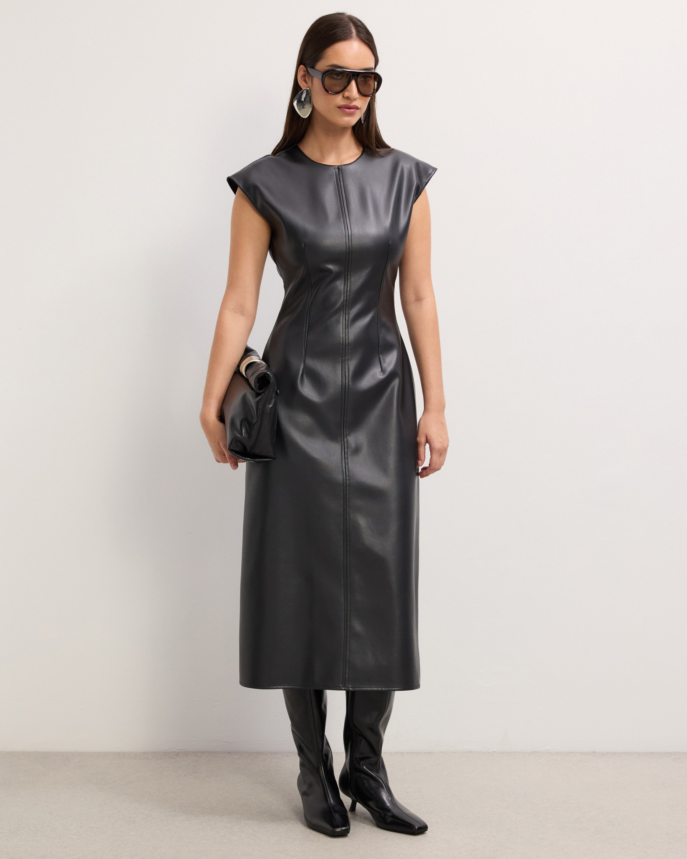 Cam Faux Leather Midi Dress