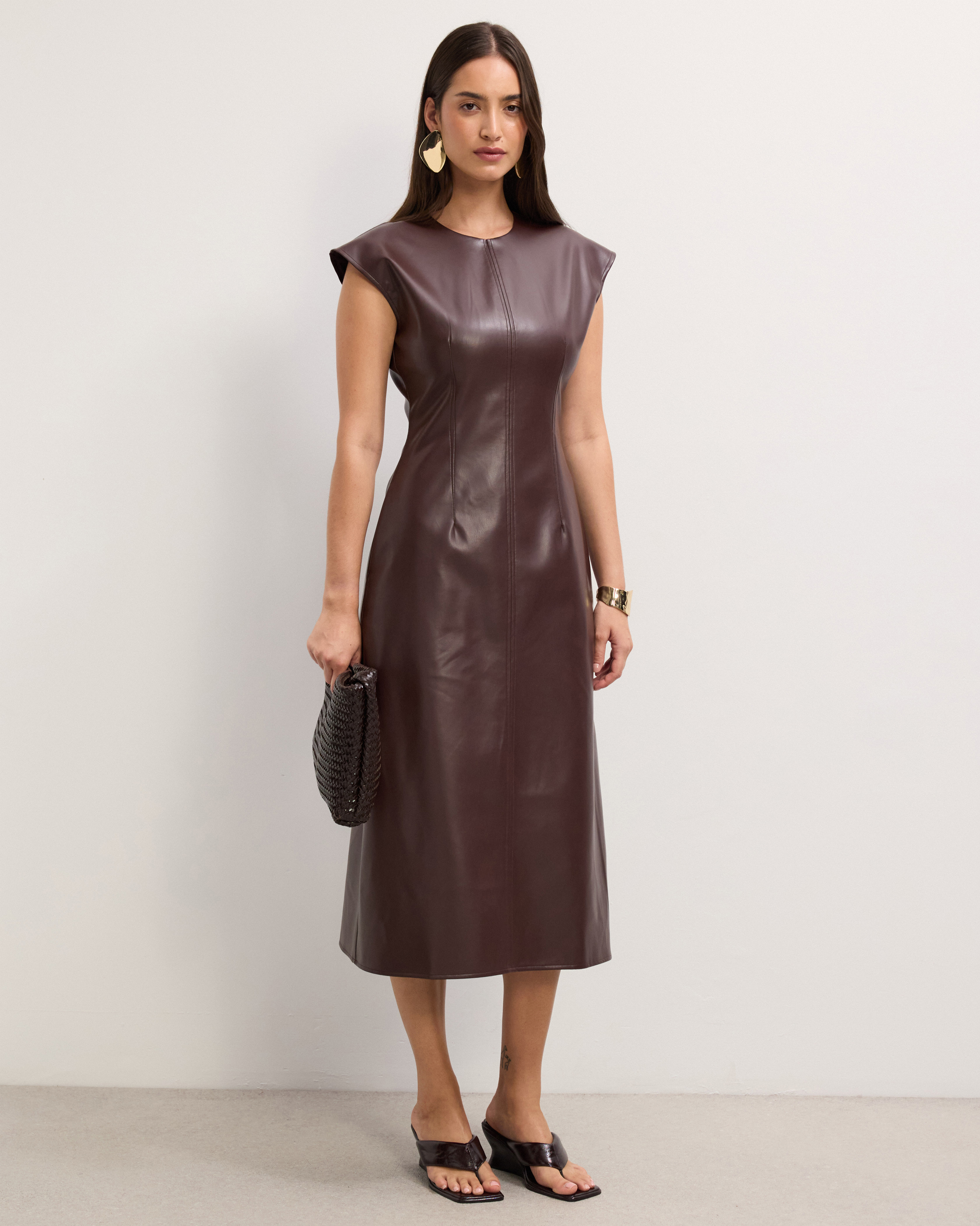 Cam Faux Leather Midi Dress