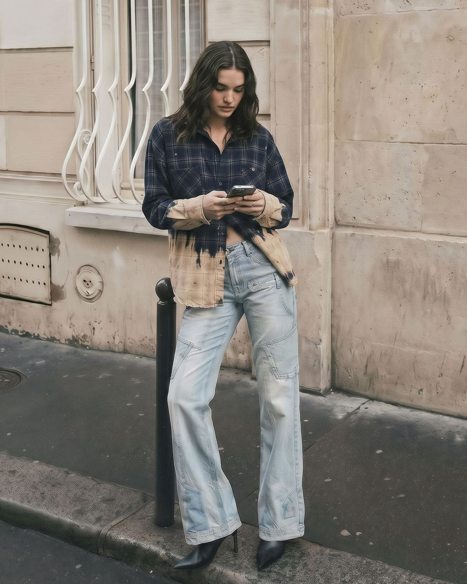 Bleached Check Cord Shirt