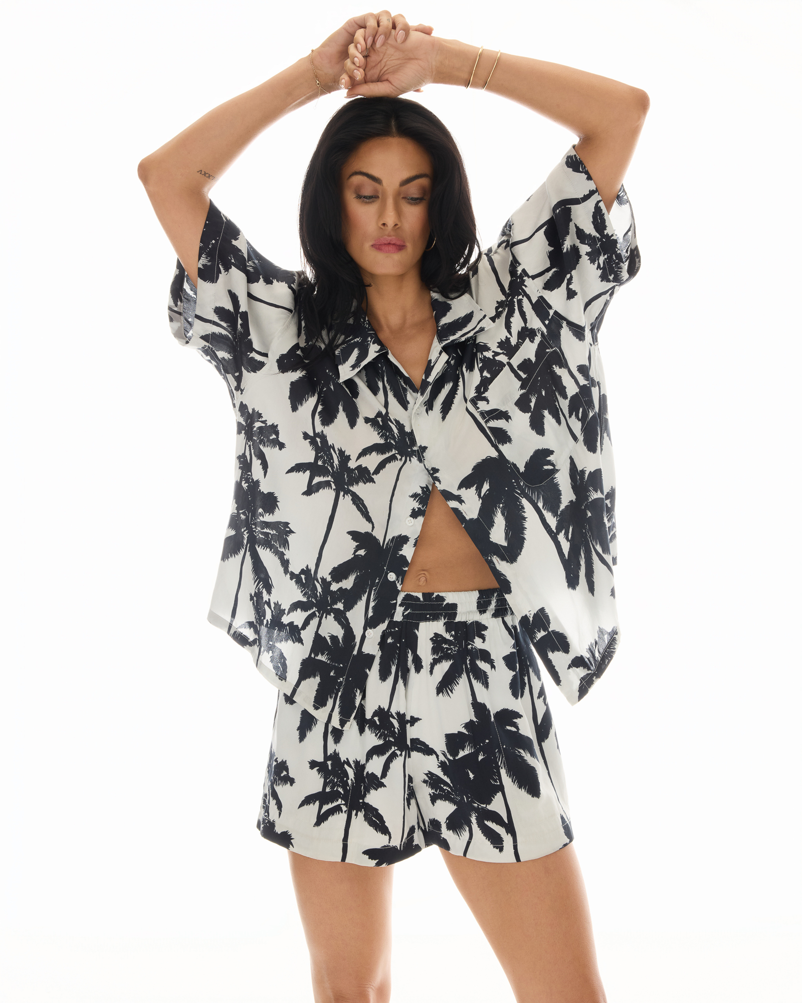 Mono Palm Oversized Silk Shirt