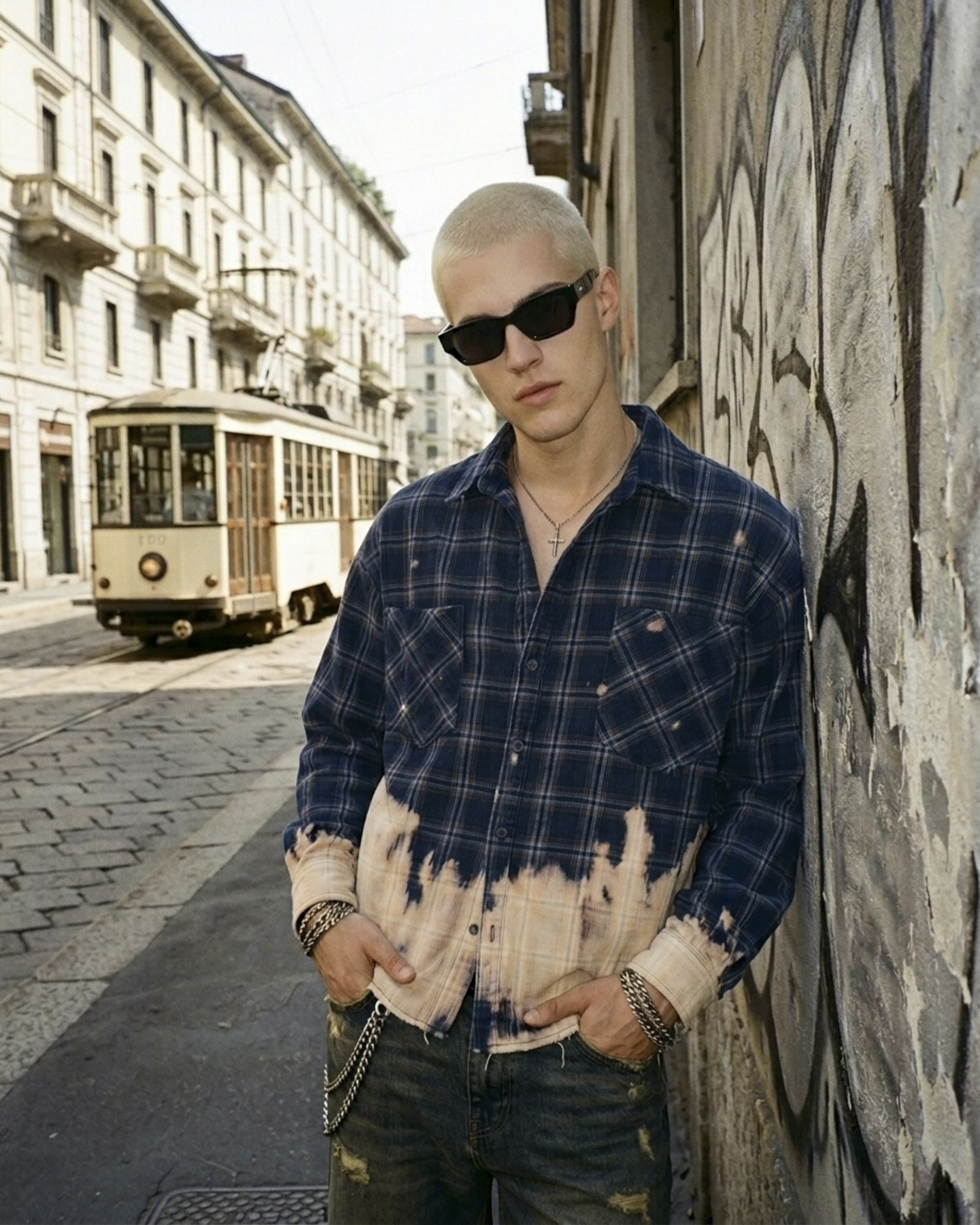Bleached Check Cord Shirt
