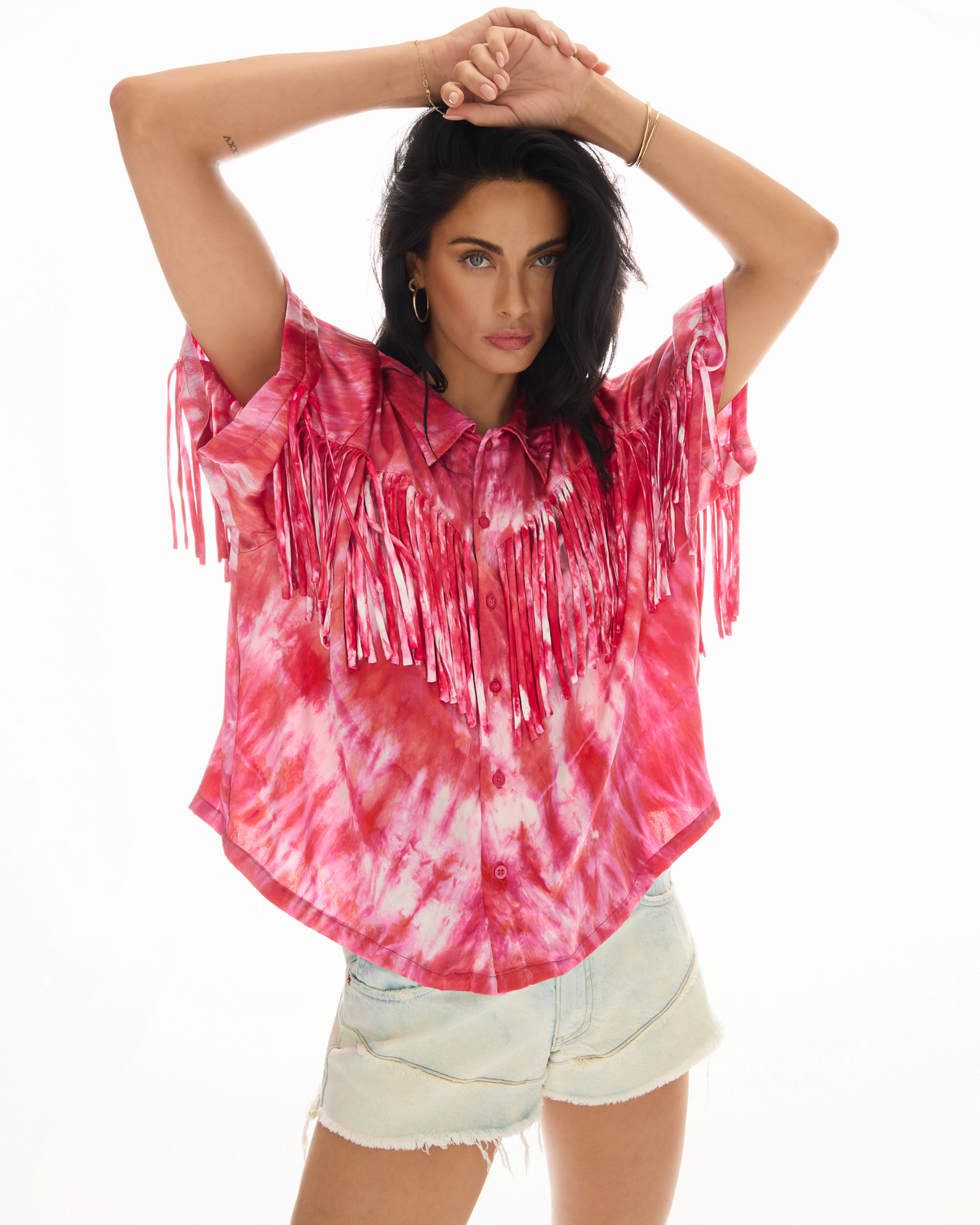 Ibiza Sky Silk Fringed Shirt
