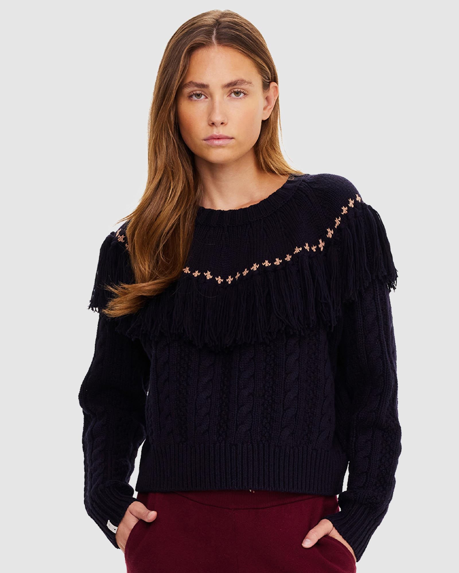 Clara Tassel Knit Sweater - apres ski
