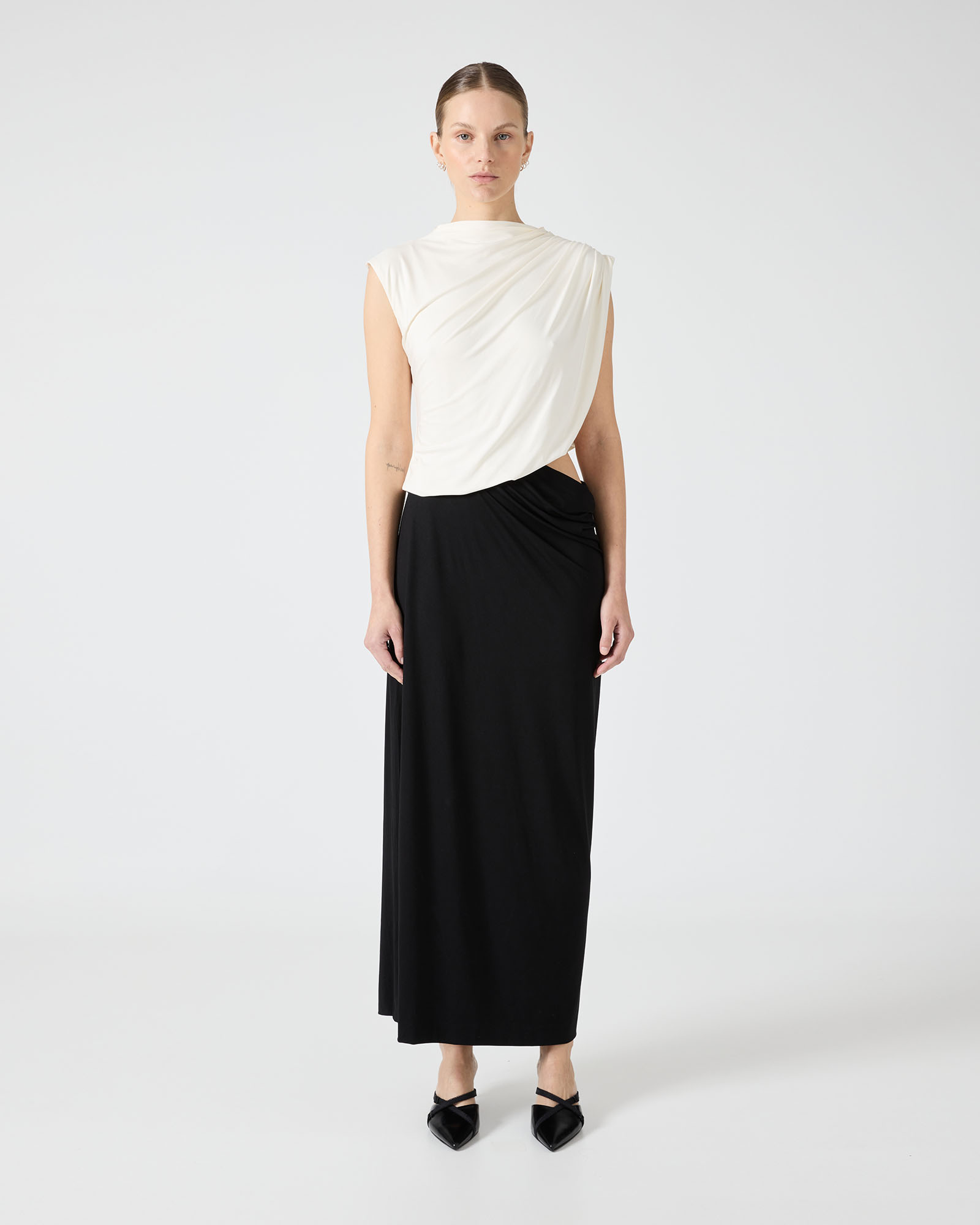 Cascade Cutout Jersey Dress