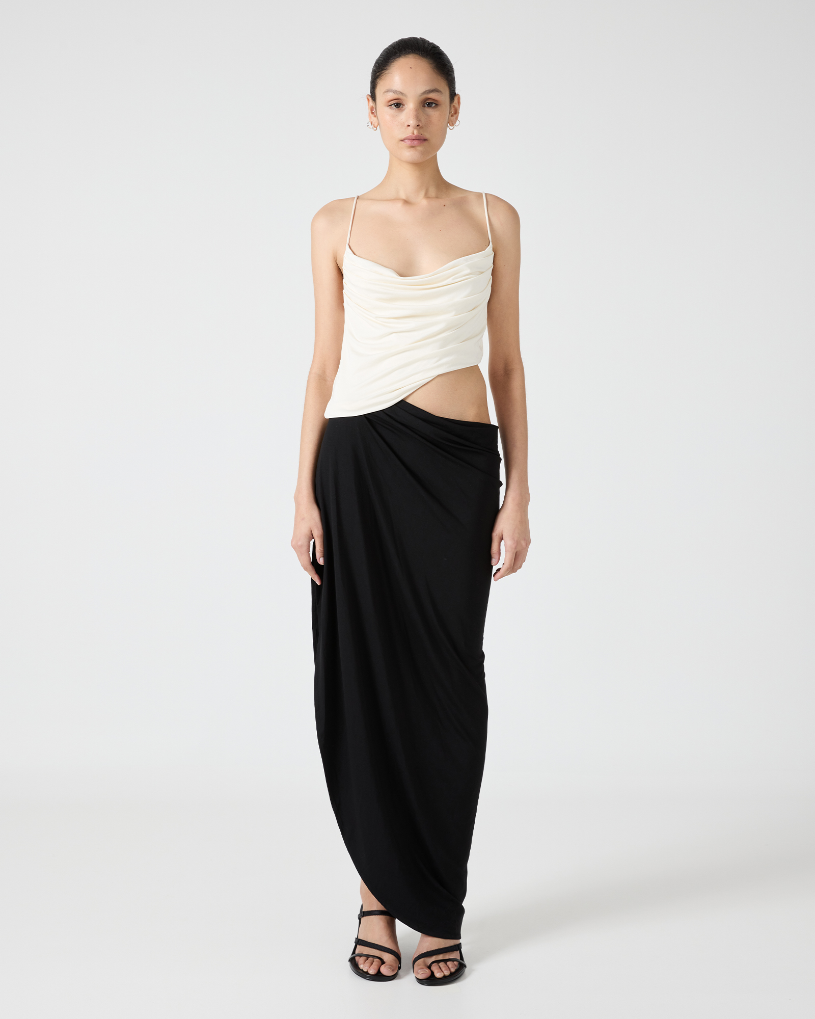 Cascade Drape Jersey Dress