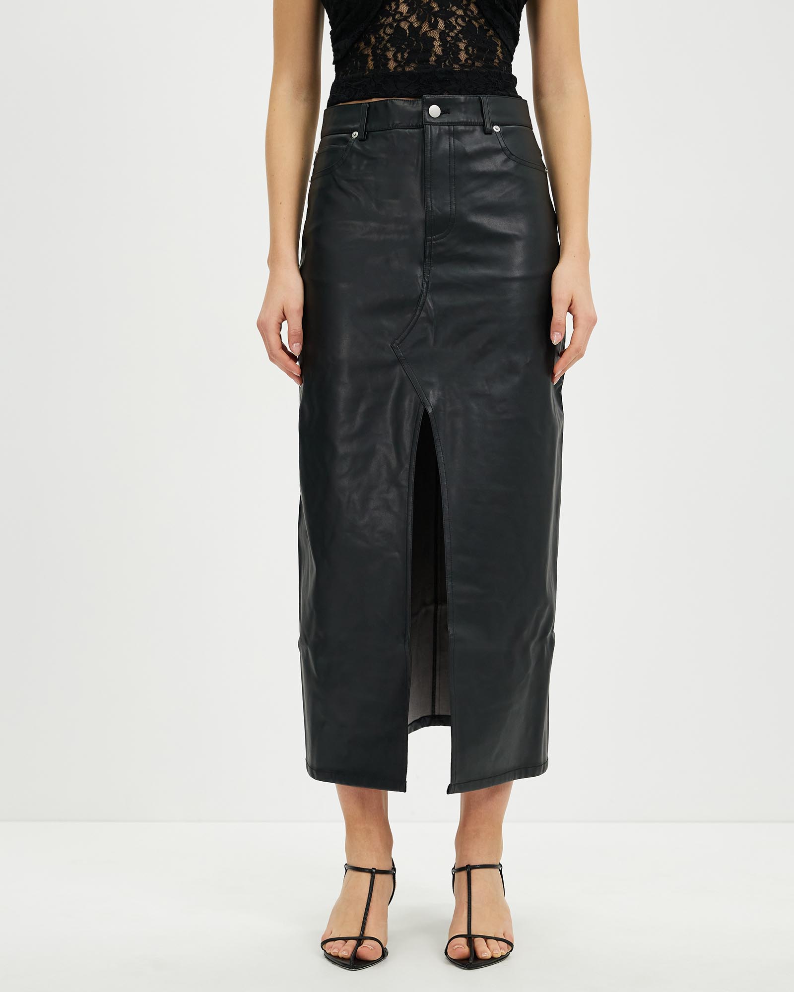Vagabond Polyurethane Jeans Skirt
