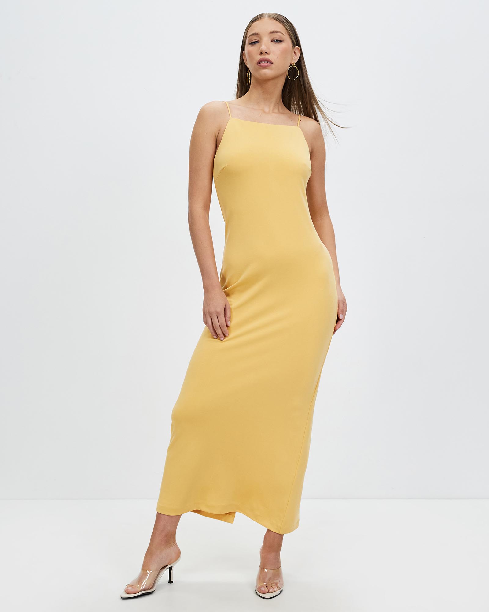 Mode Straight Neck Maxi Dress
