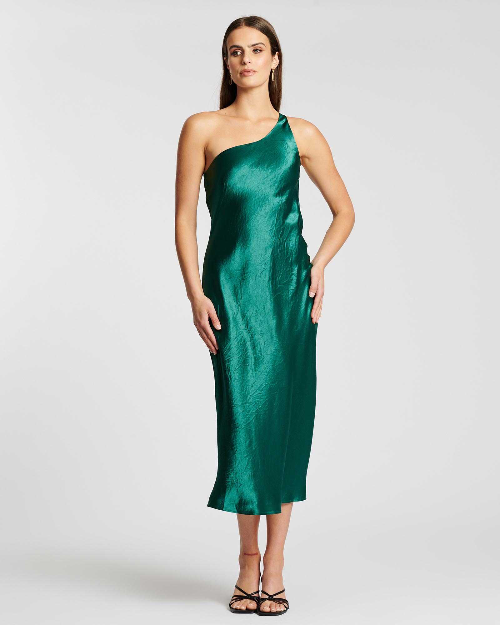 Running Water Bias One Shoulder Dress