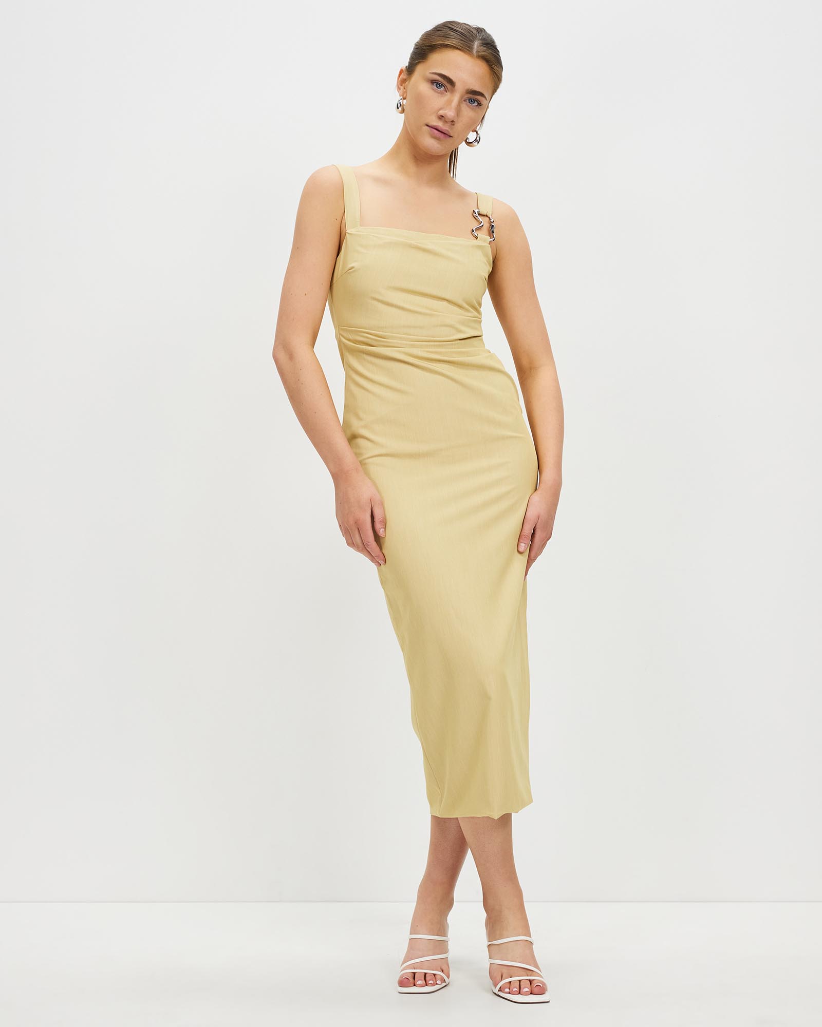 Paradigm Tucked Midi Dress