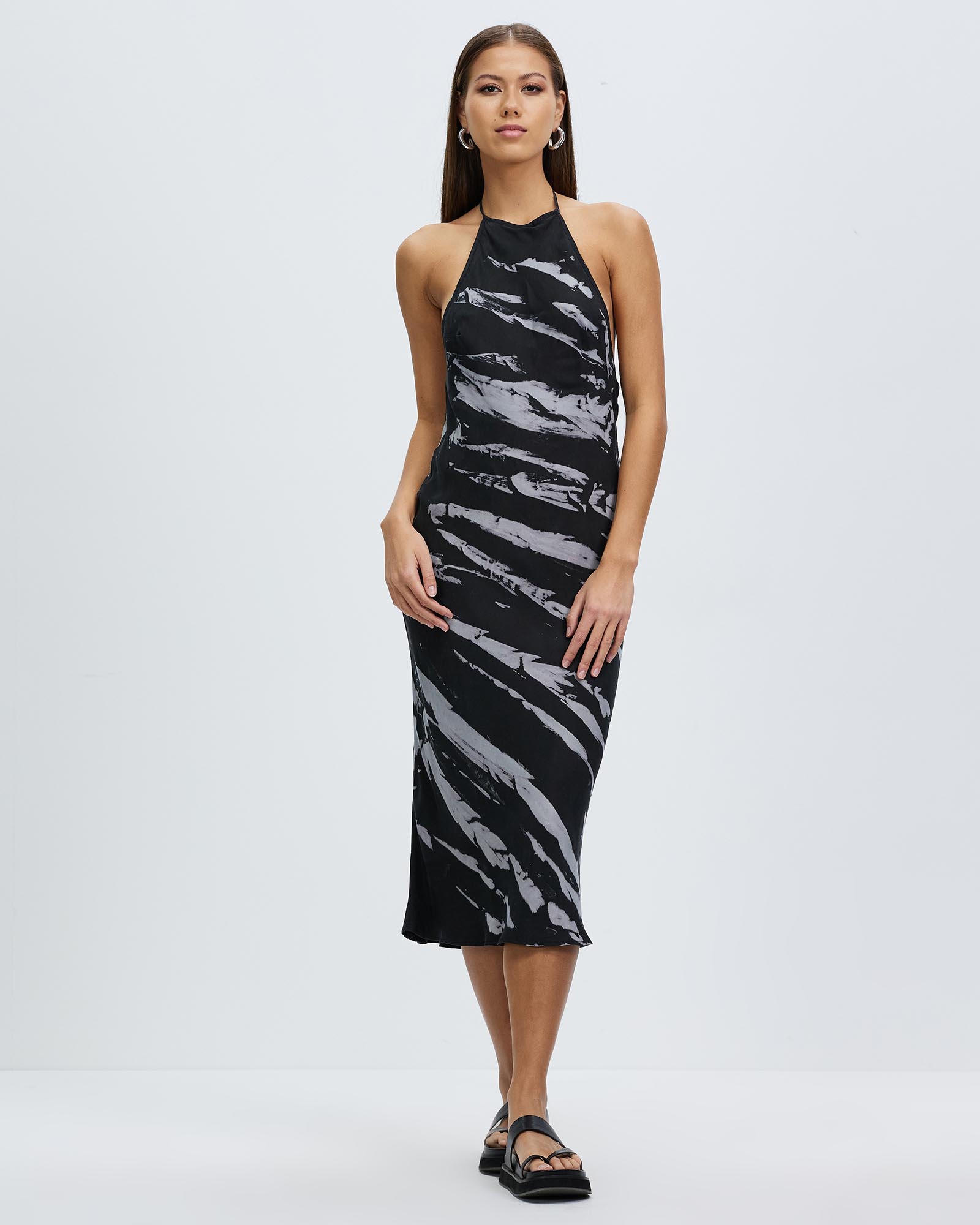 Twist Through Bias Halter Midi