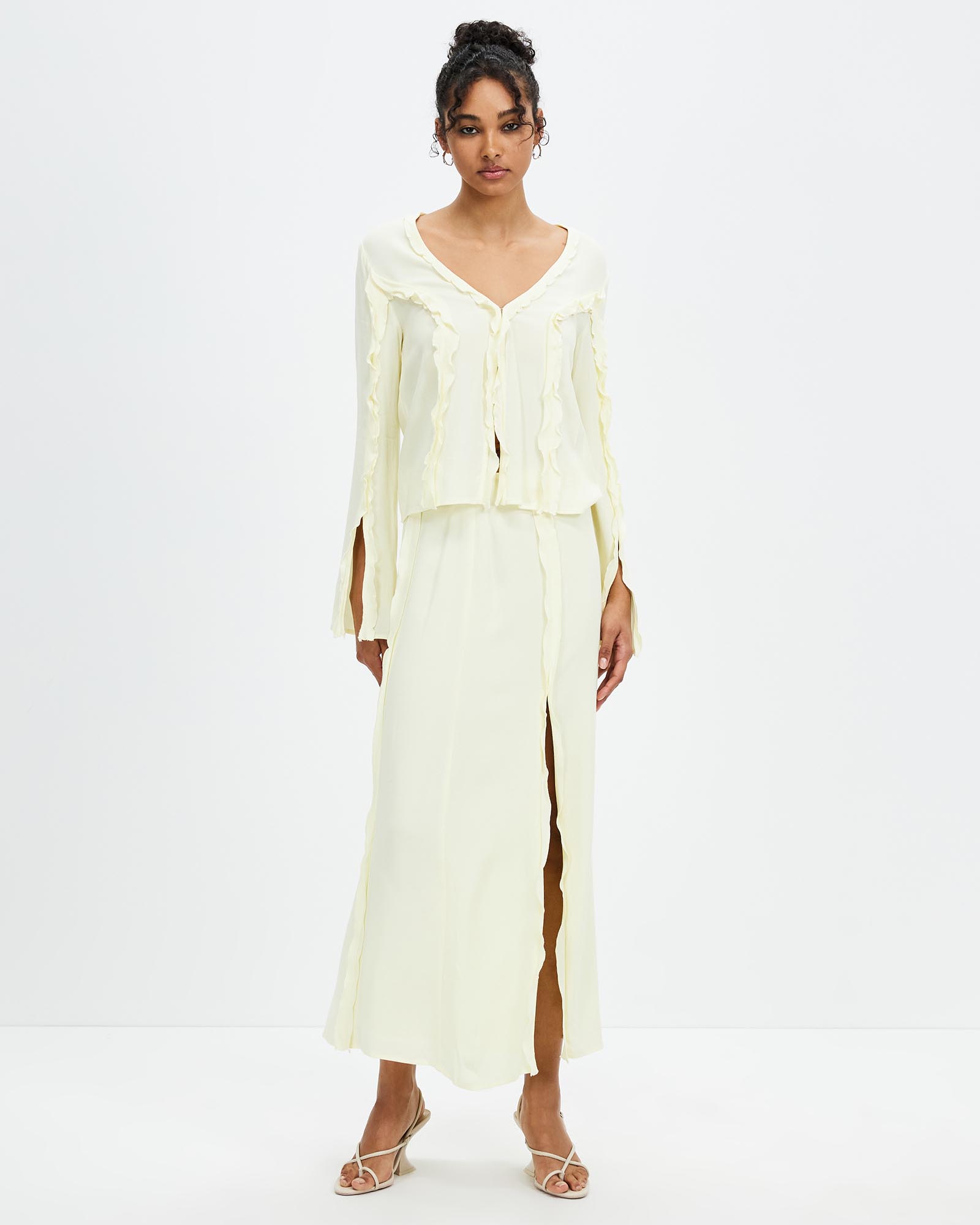 Stroke Frill Maxi Skirt