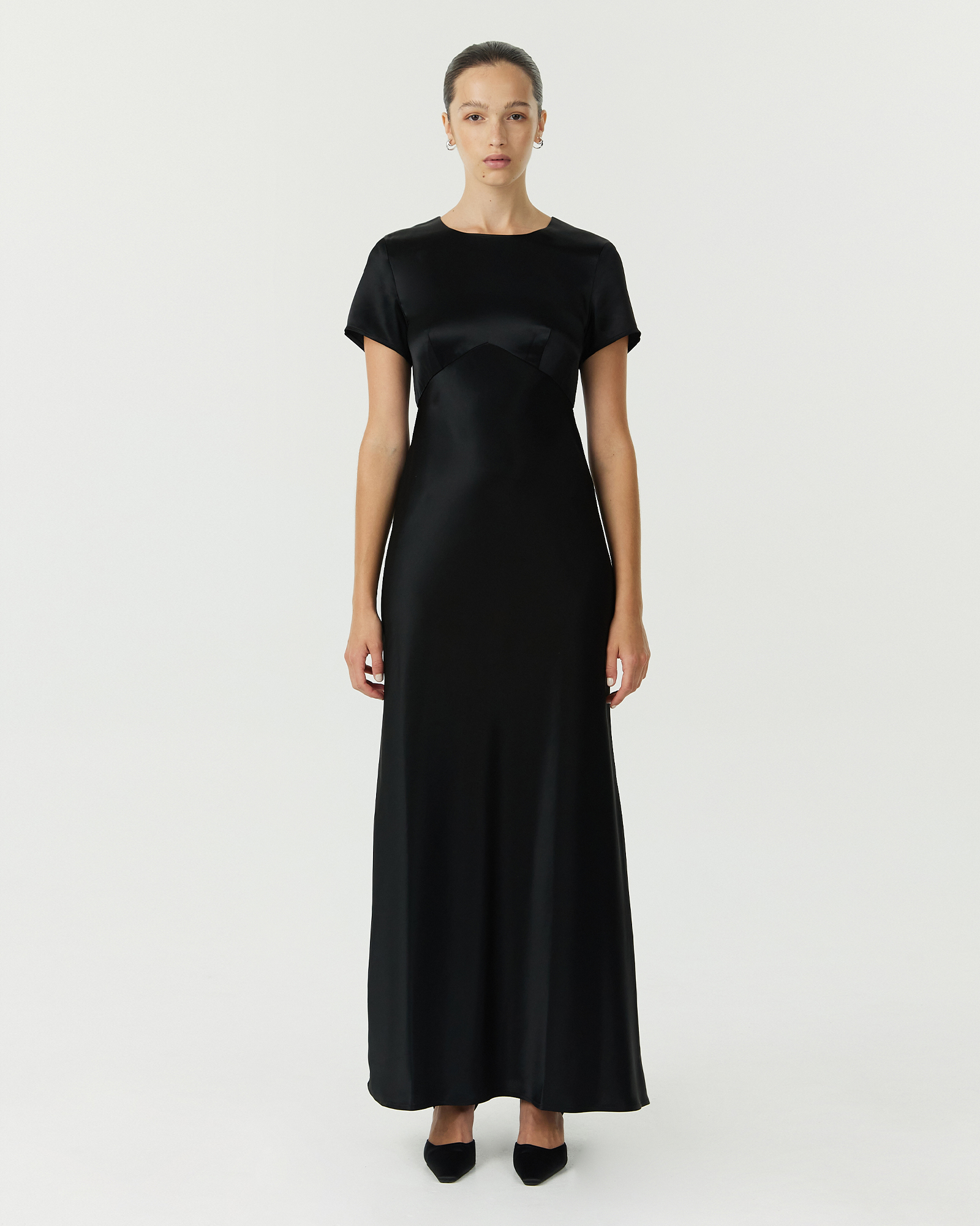 Satin Bias Maxi Tee Dress